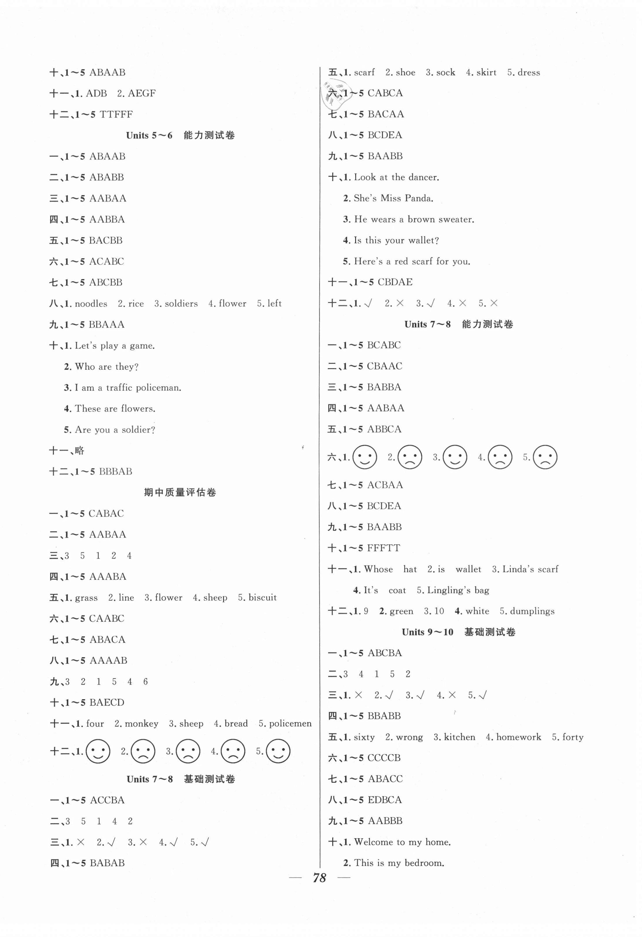 2020年金榜名卷測(cè)評(píng)卷四年級(jí)英語(yǔ)上冊(cè)湘少版 第2頁(yè)