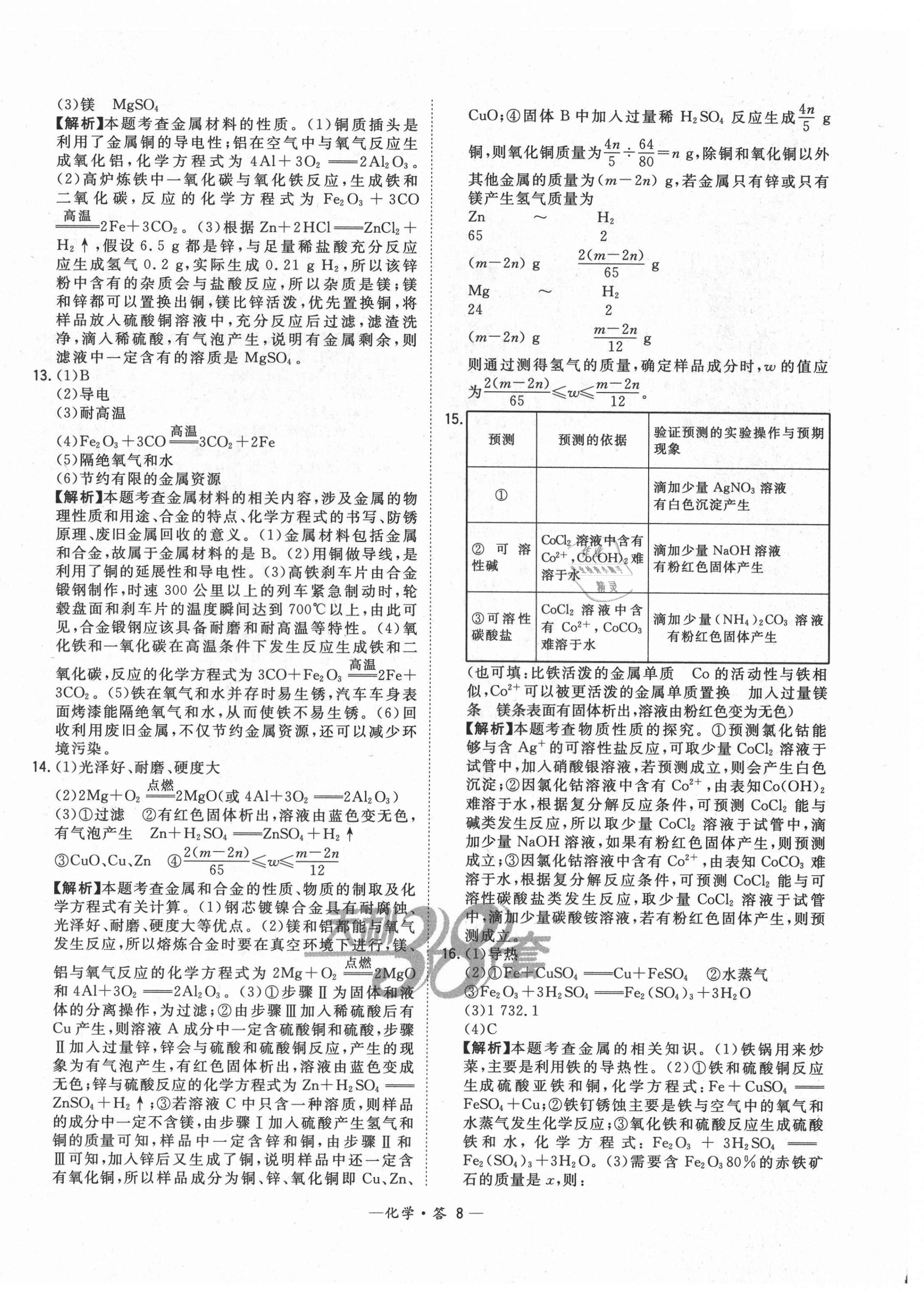 2021年3年中考試題分類考點集訓卷化學 第8頁