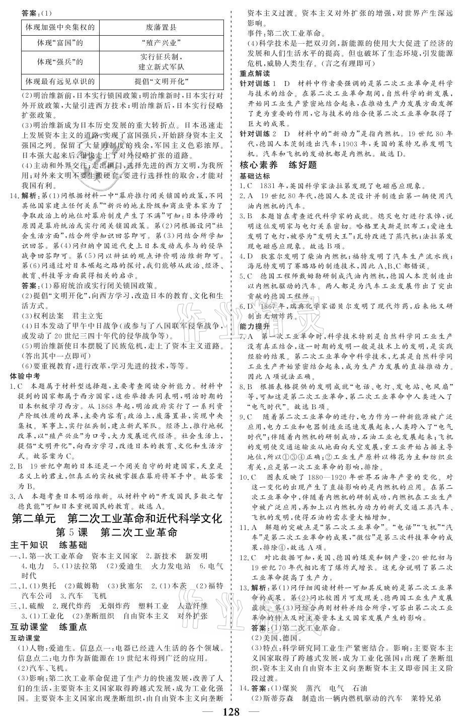 2021年優(yōu)化探究九年級(jí)歷史下冊(cè)人教版 參考答案第4頁(yè)