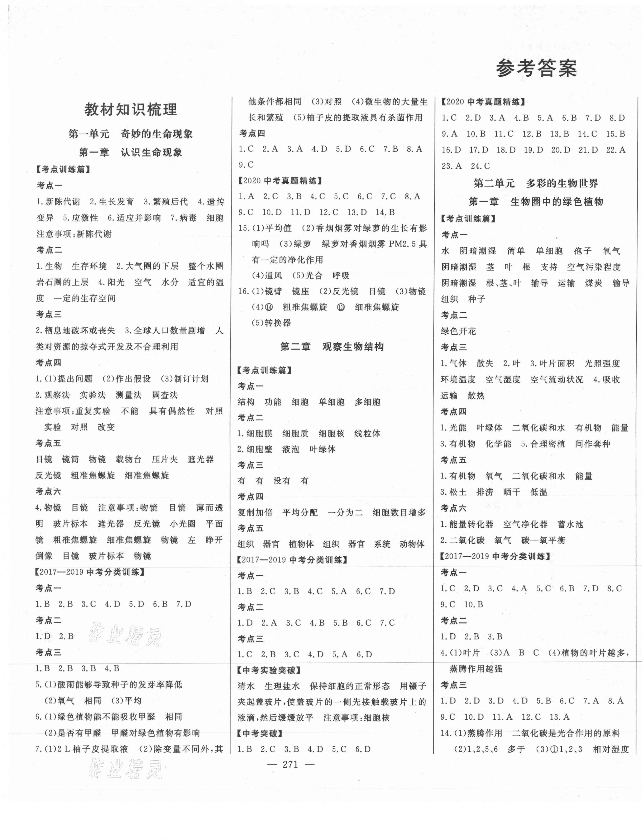 2021年智慧大課堂學業總復習全程精練生物濟南版 第1頁