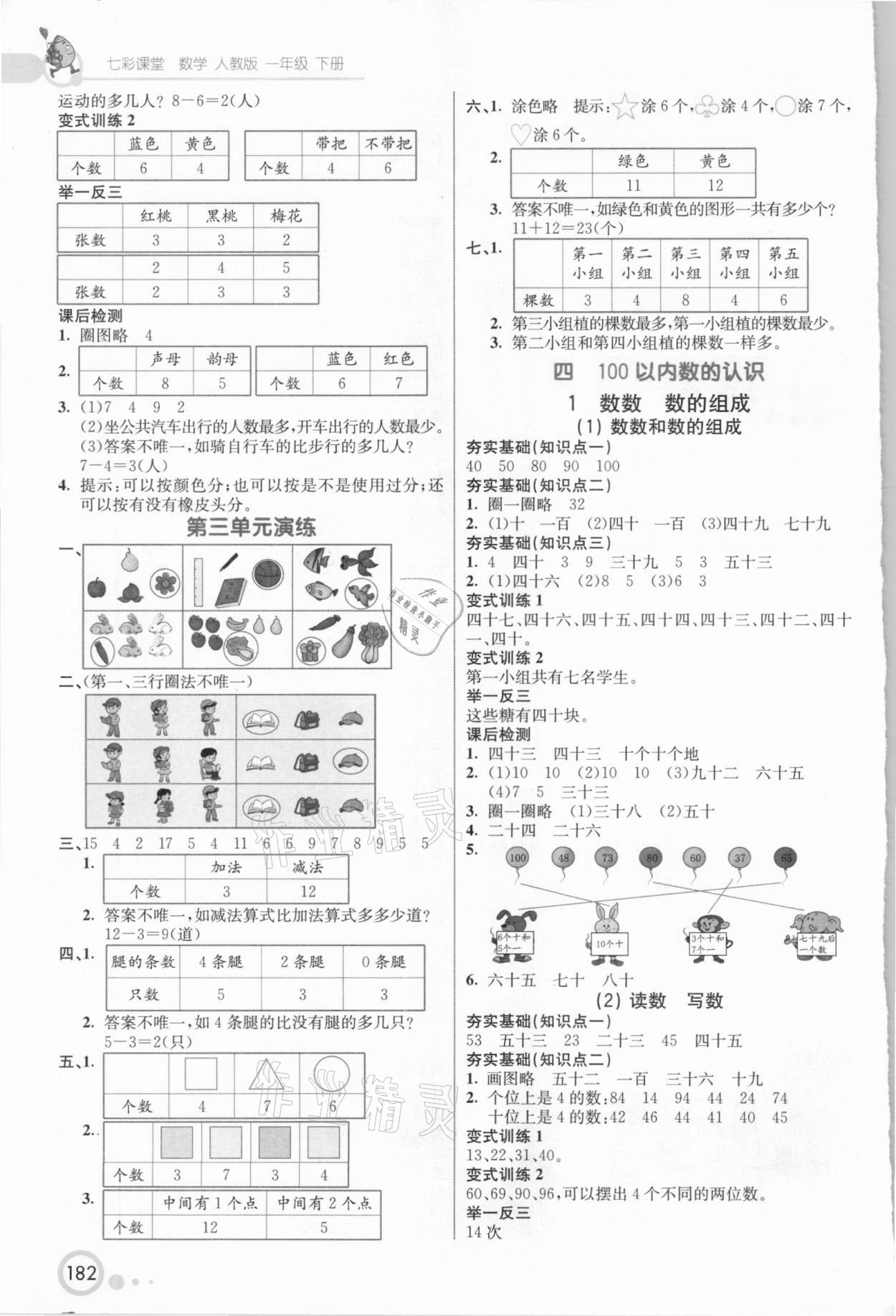 2021年七彩課堂一年級(jí)數(shù)學(xué)下冊(cè)人教版 參考答案第3頁