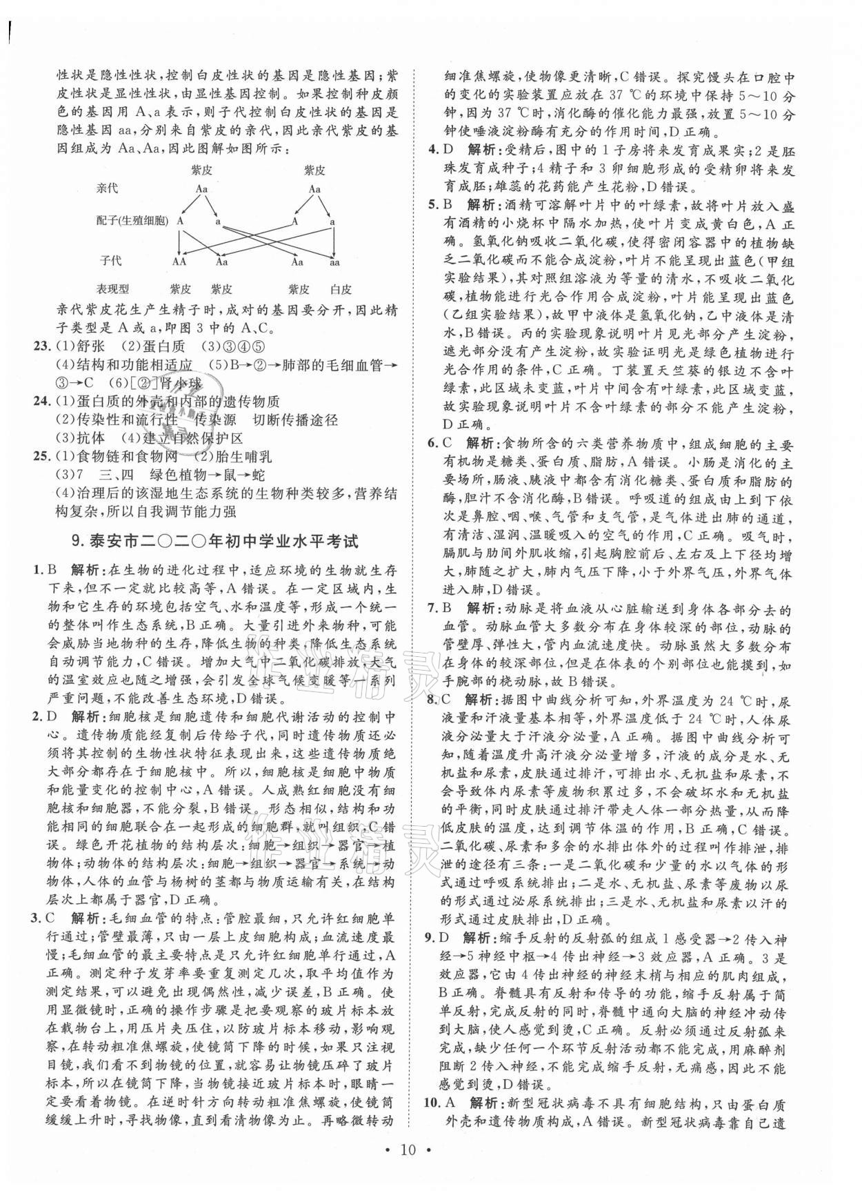 2021年正大图书中考试题汇编生物山东专版 第10页