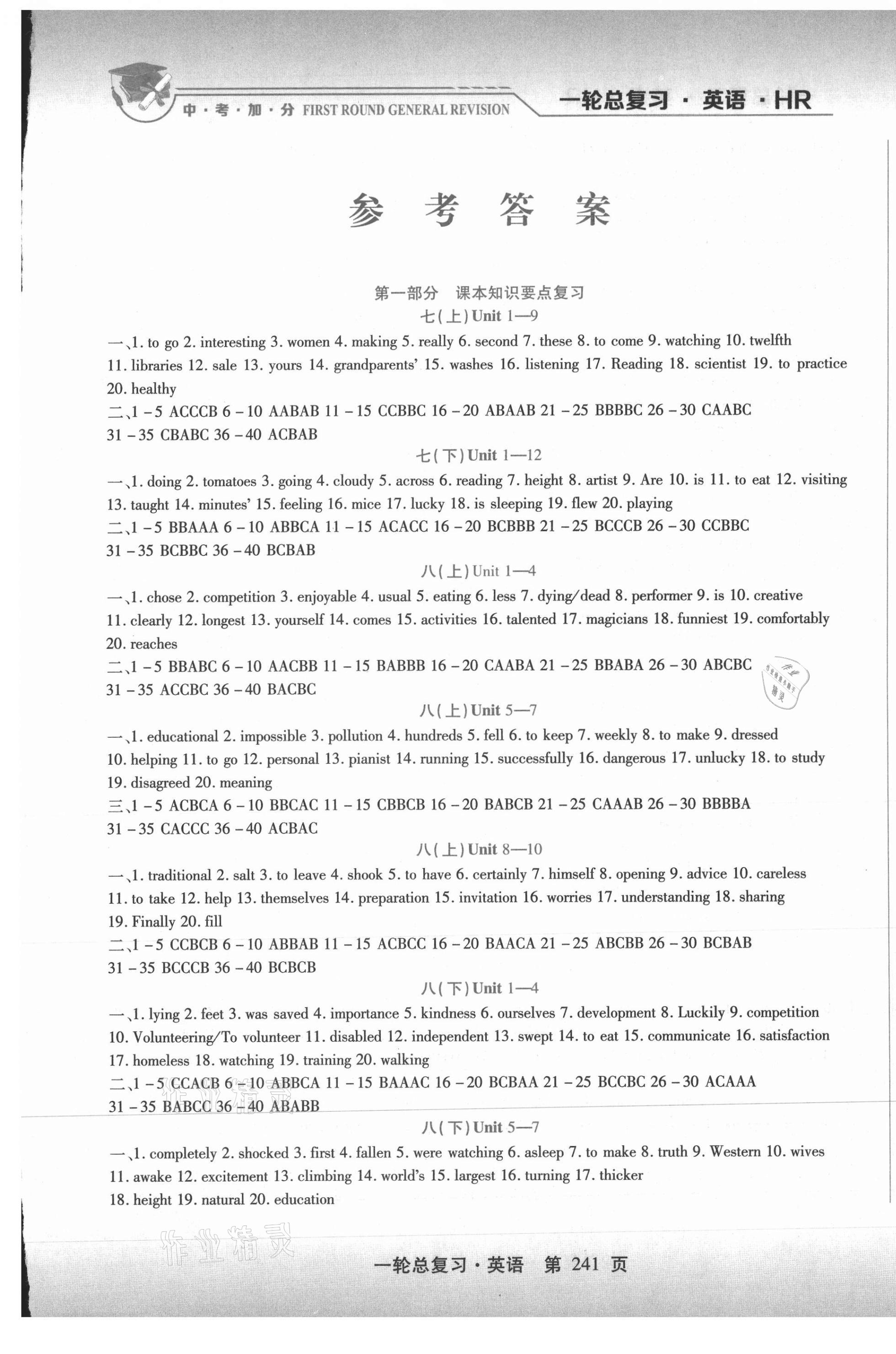 2021年中考加分一輪總復(fù)習(xí)英語哈爾濱專版 第1頁