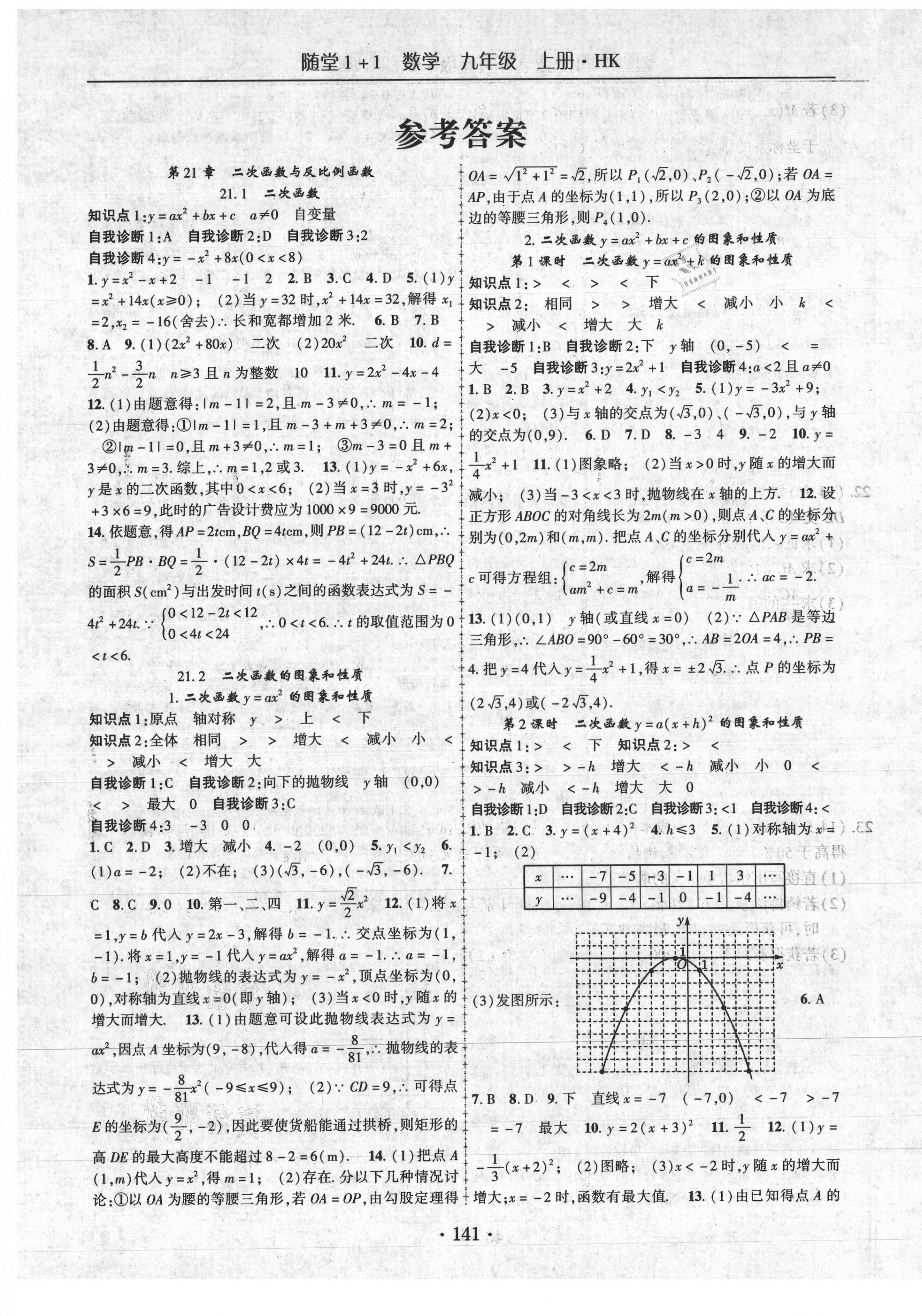 2020年随堂1加1导练九年级数学上册沪科版 第1页