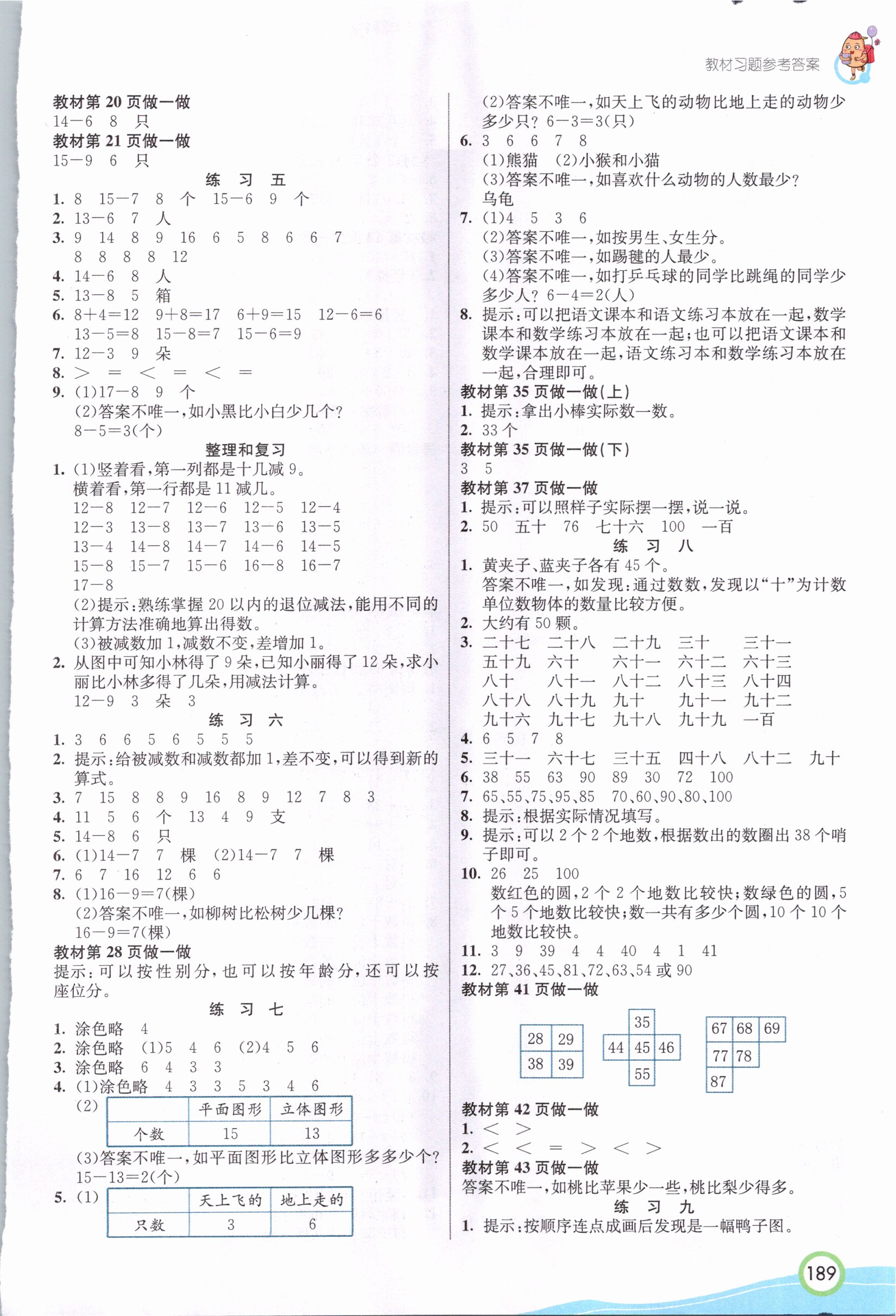 2021年教材課本一年級(jí)數(shù)學(xué)下冊(cè)人教版 參考答案第2頁(yè)