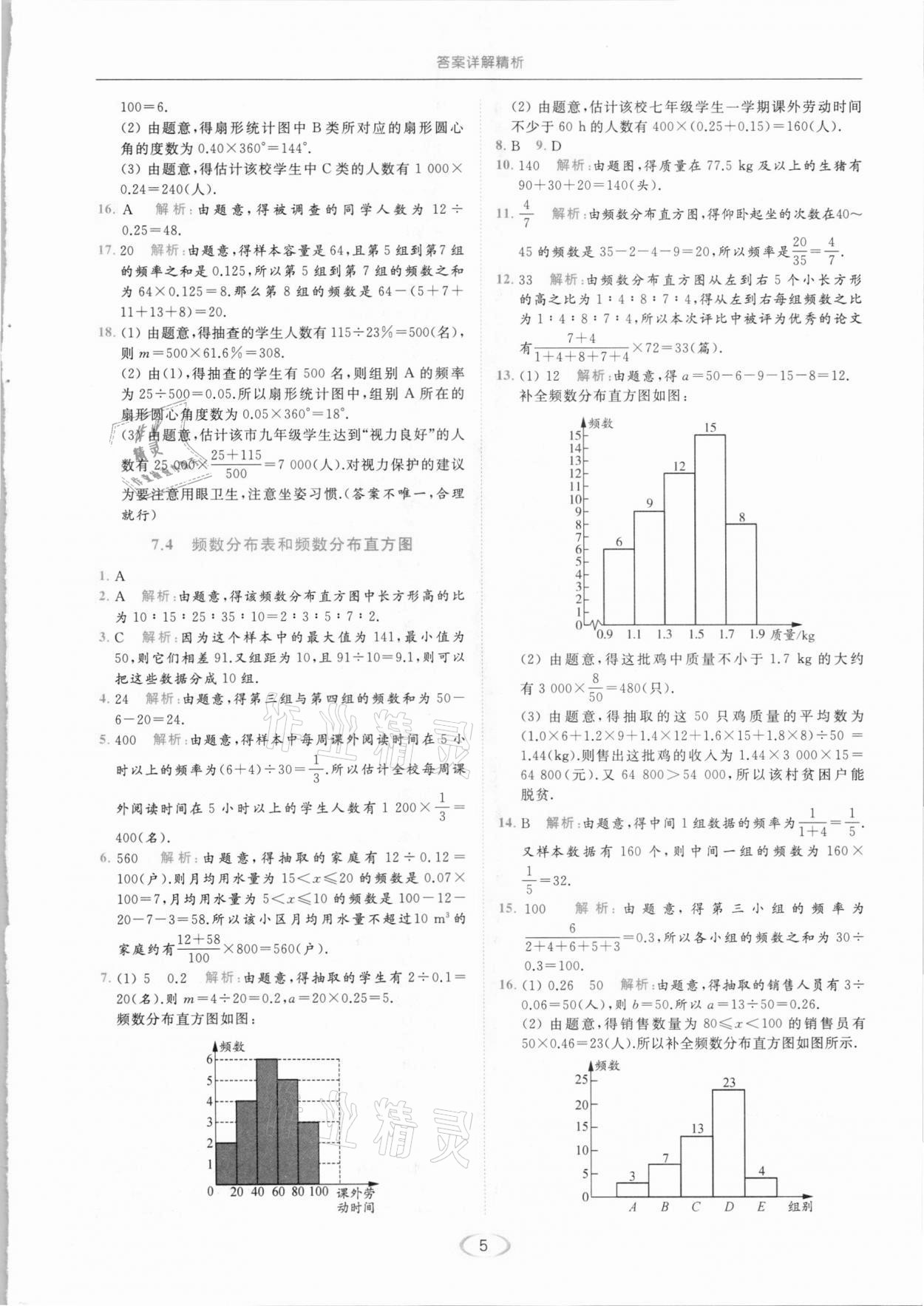 2021年亮点给力提优课时作业本八年级数学下册苏科版 参考答案第5页