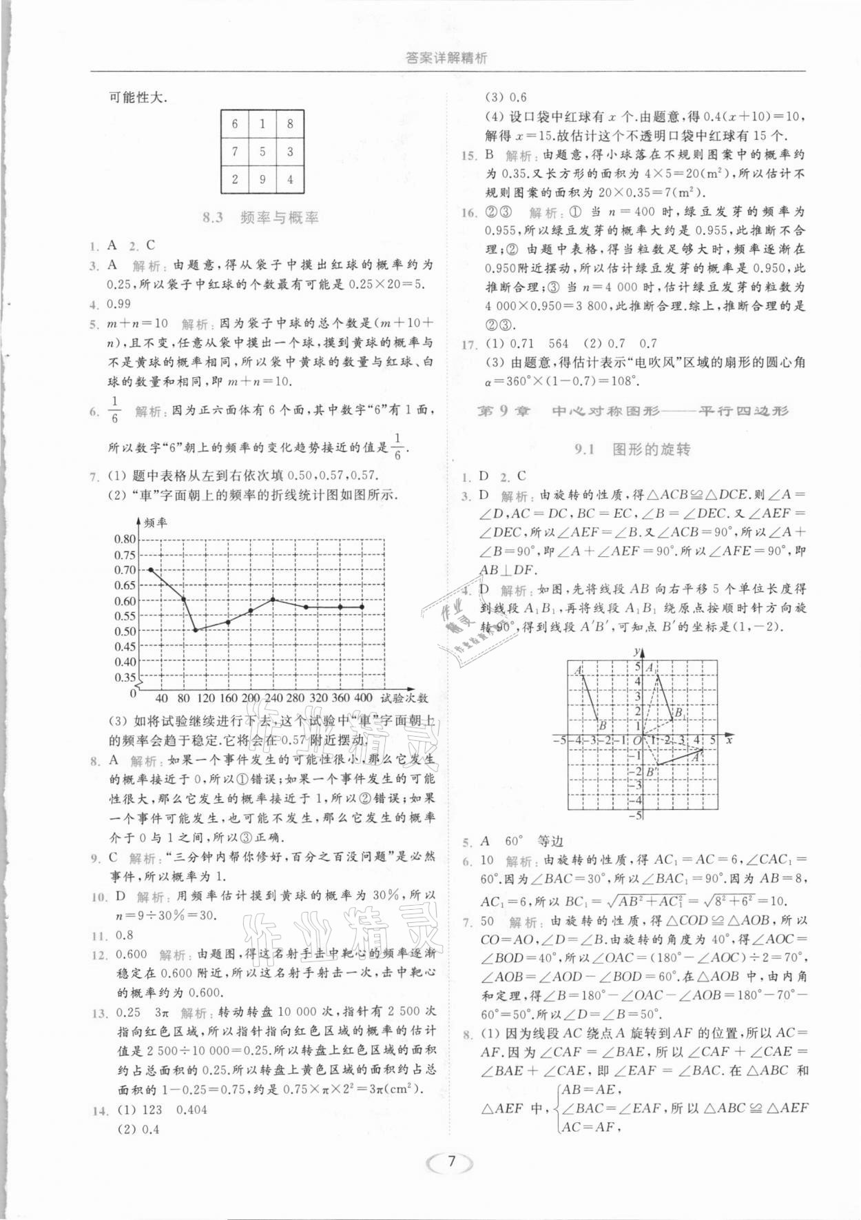 2021年亮点给力提优课时作业本八年级数学下册苏科版 参考答案第7页