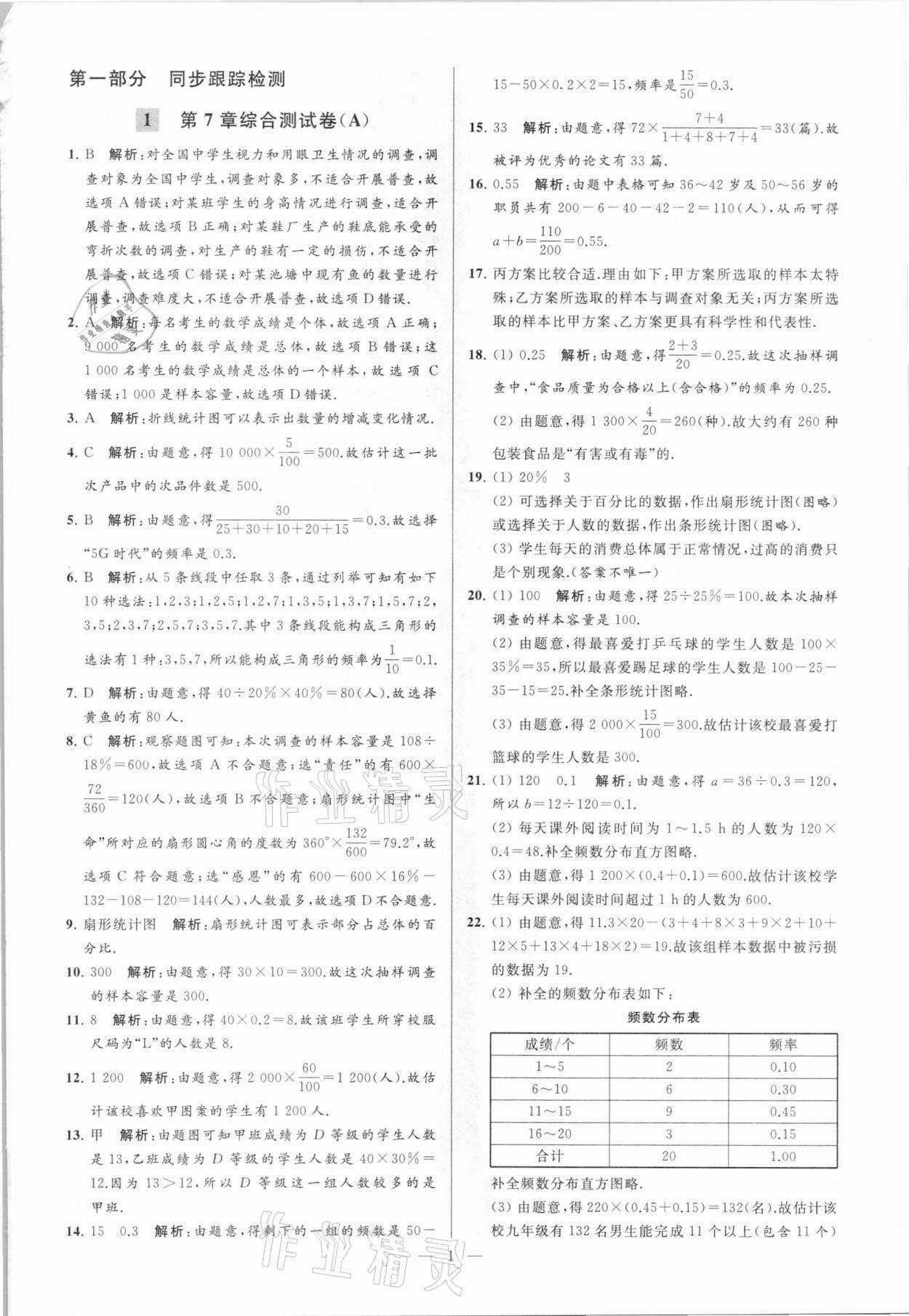 2021年亮点给力大试卷八年级数学下册苏科版 参考答案第1页