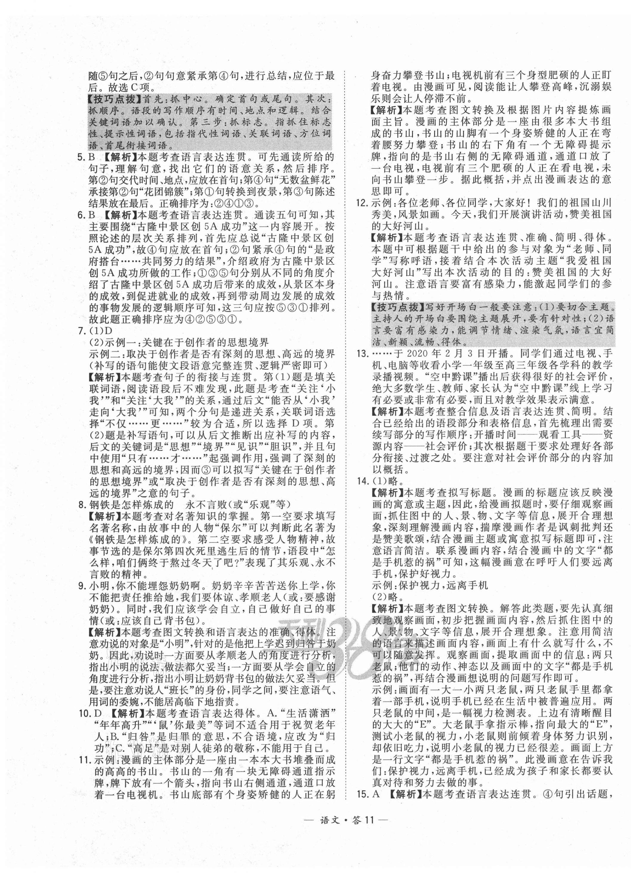 2021年3年中考試題分類考點集訓卷語文 第11頁