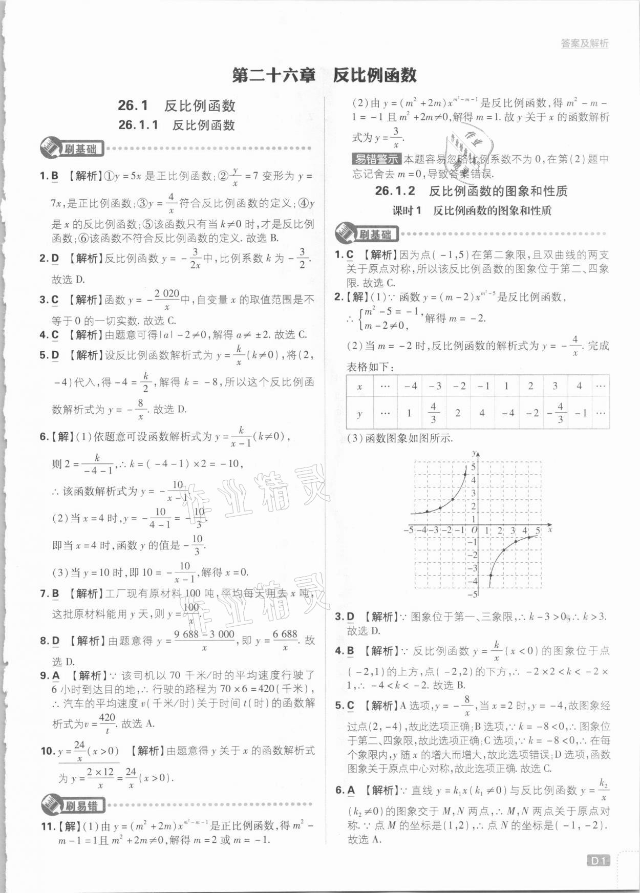 2021年初中必刷題九年級數(shù)學(xué)下冊人教版 參考答案第1頁