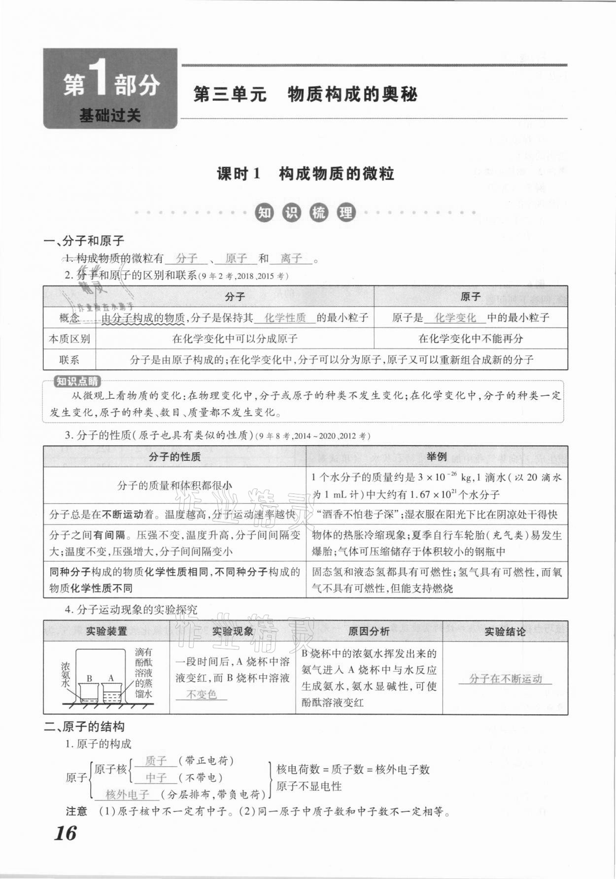 2021年領(lǐng)跑中考化學(xué)江西專版 參考答案第16頁