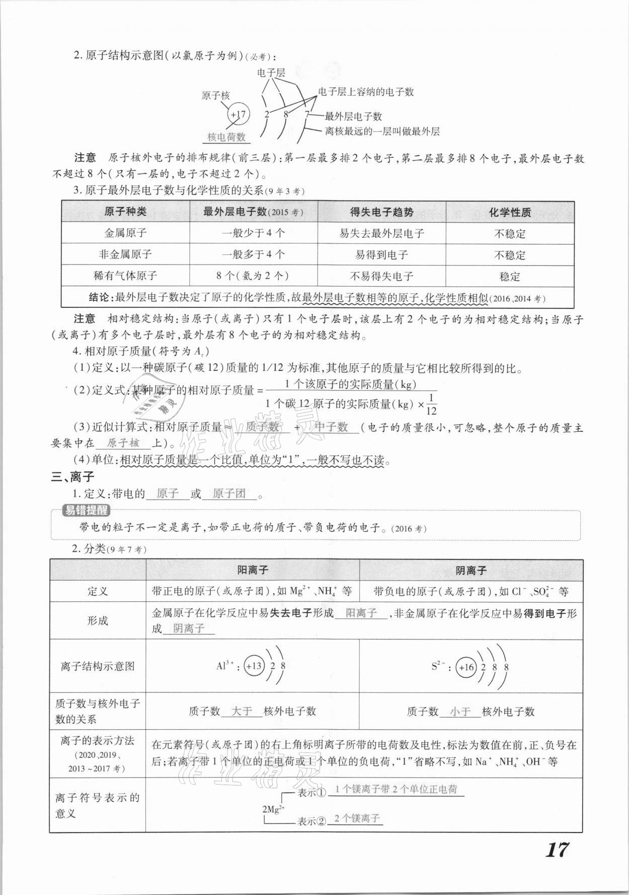 2021年領跑中考化學江西專版 參考答案第17頁