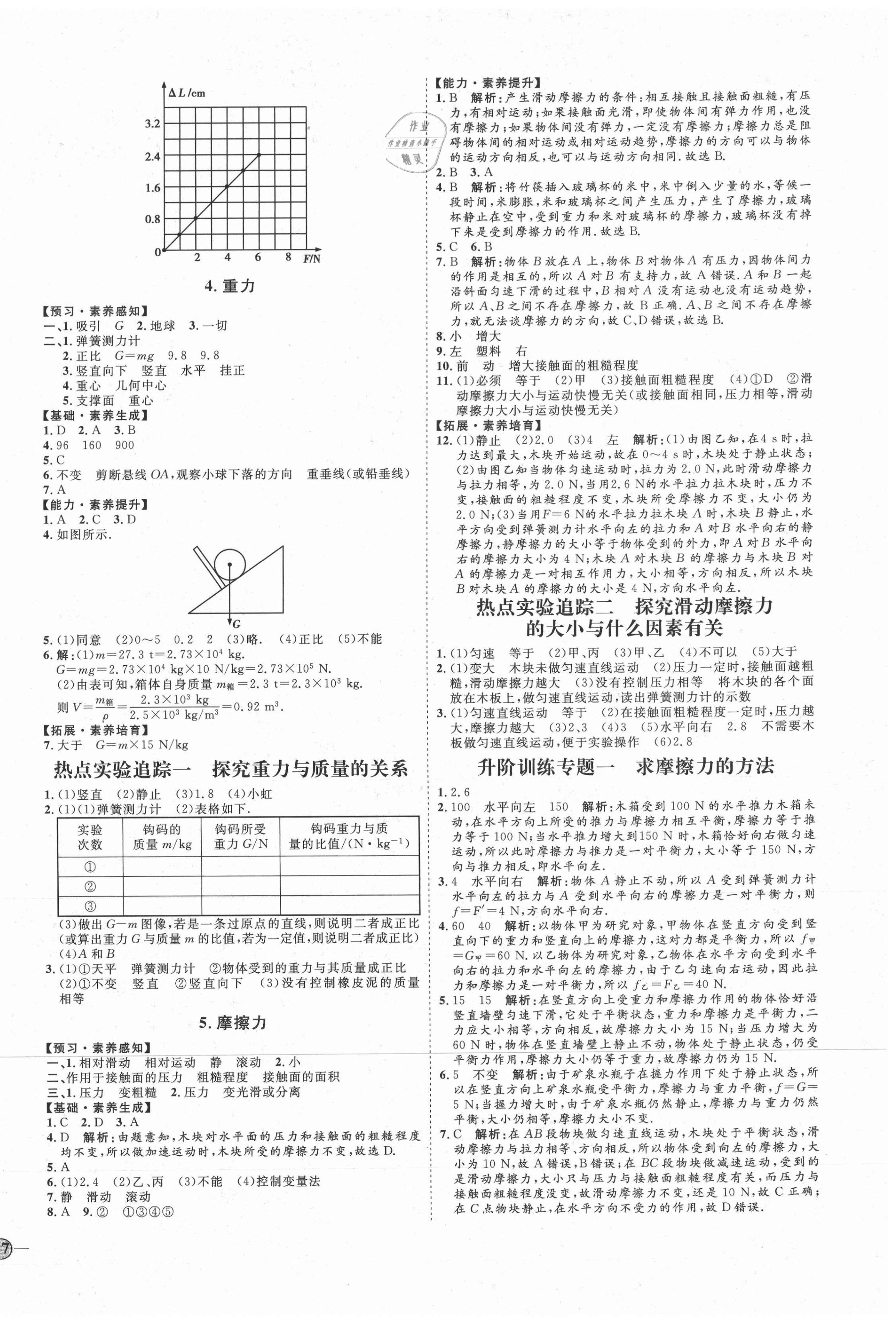 2021年優(yōu)加學(xué)案課時通八年級物理下冊教科版河北專版 參考答案第2頁