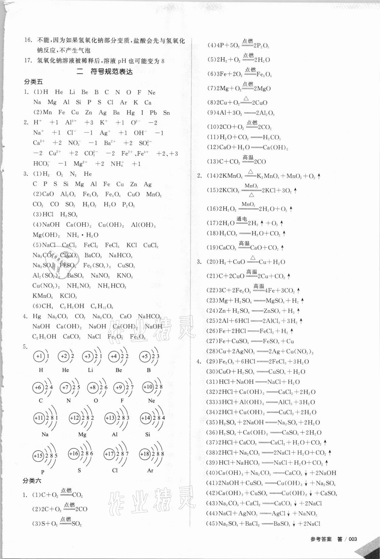 2021年全品中考復(fù)習(xí)方案化學(xué)河北專版 參考答案第2頁