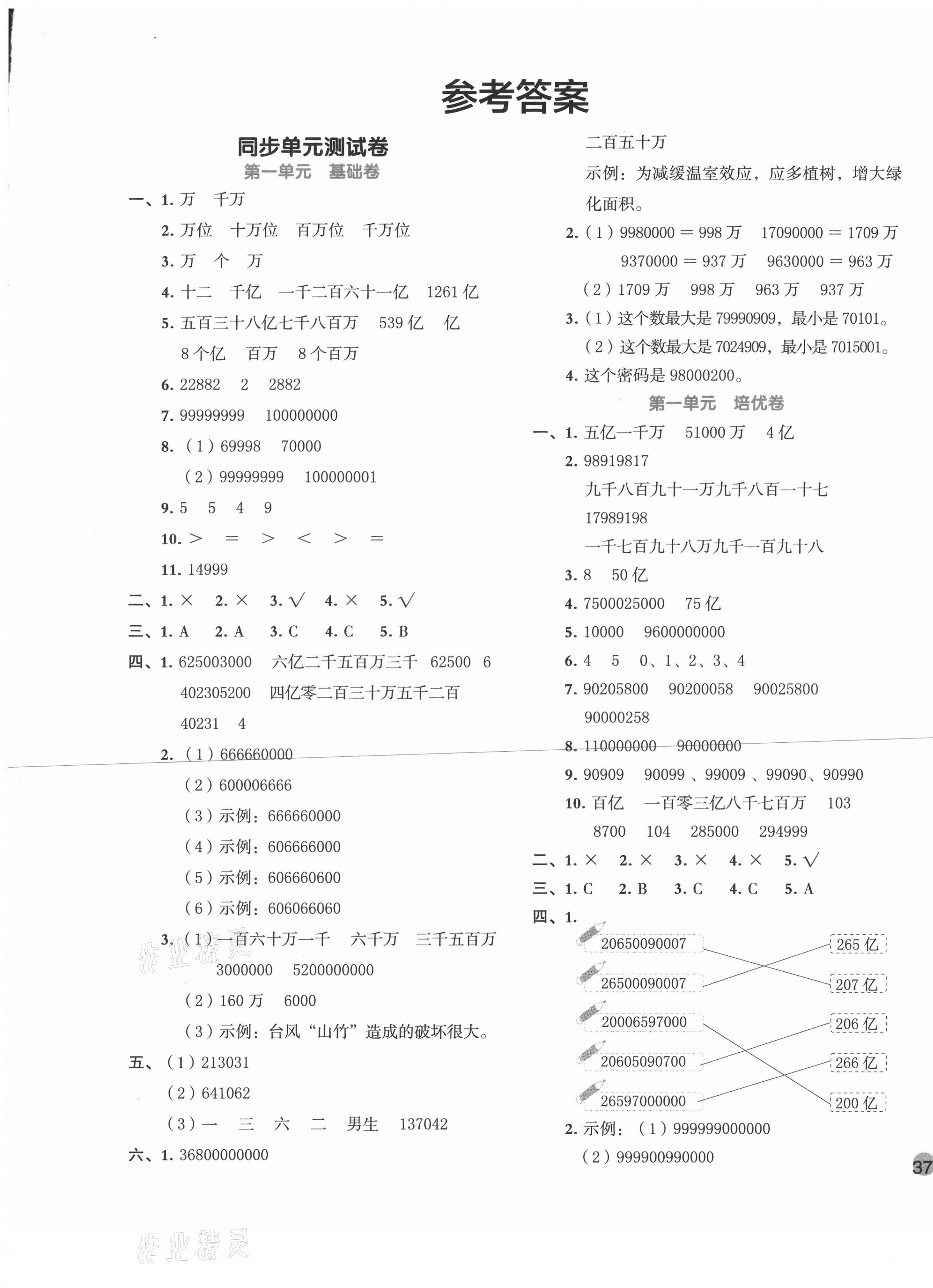 2020年全優(yōu)單元大卷四年級數(shù)學上冊青島版 第1頁