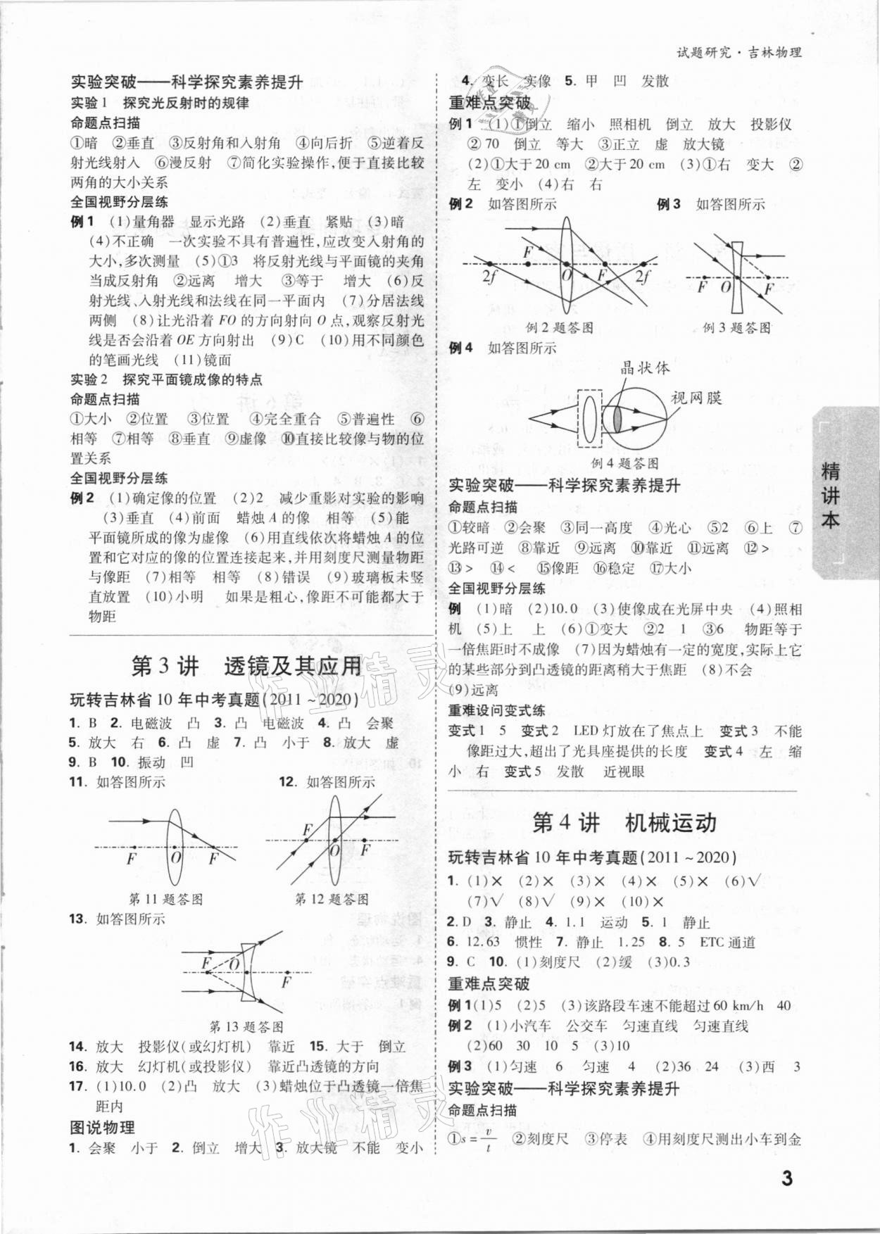 2021年萬唯中考試題研究物理吉林專版 參考答案第2頁