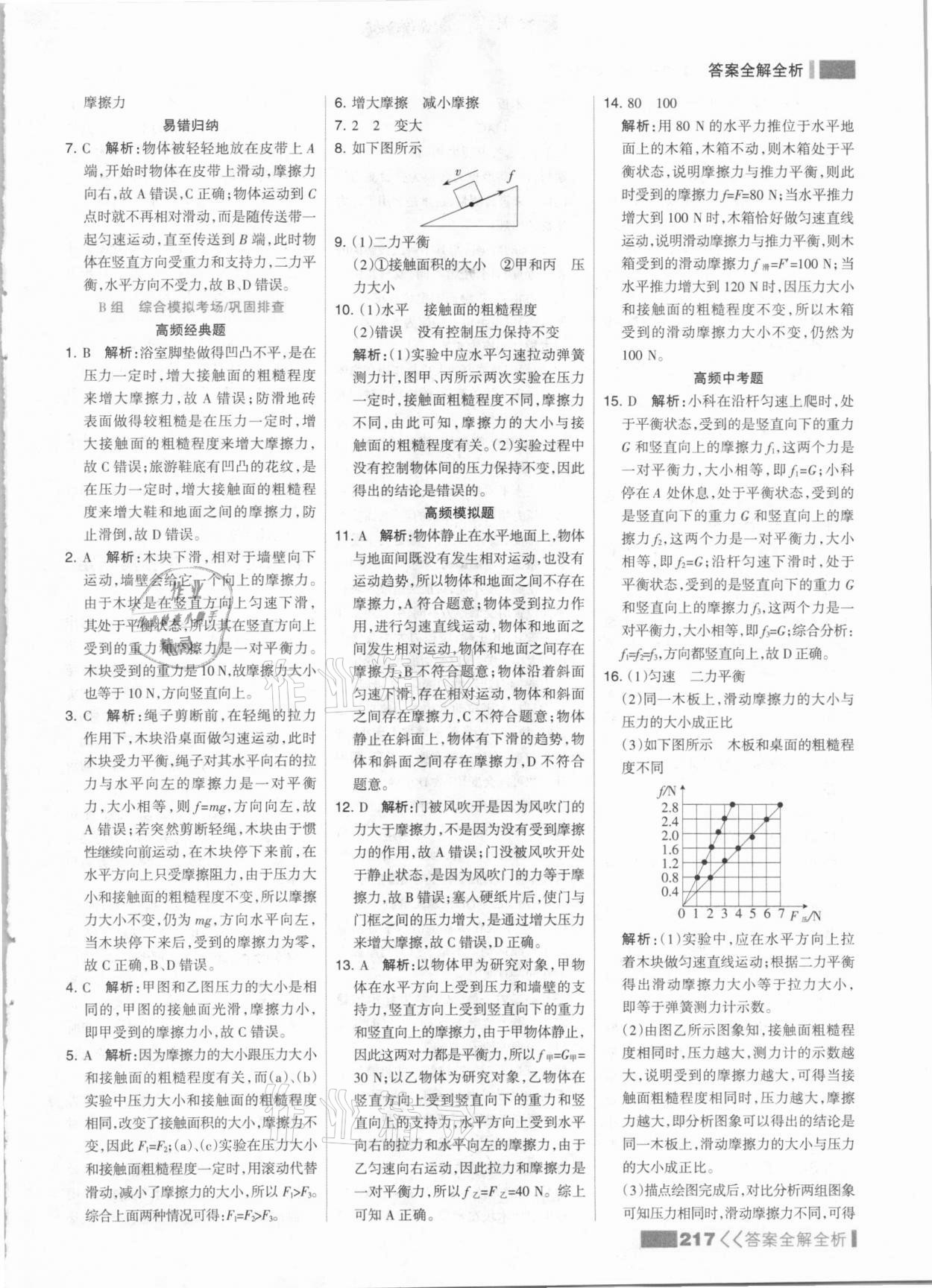 2021年考點集訓(xùn)與滿分備考八年級物理下冊人教版 參考答案第9頁