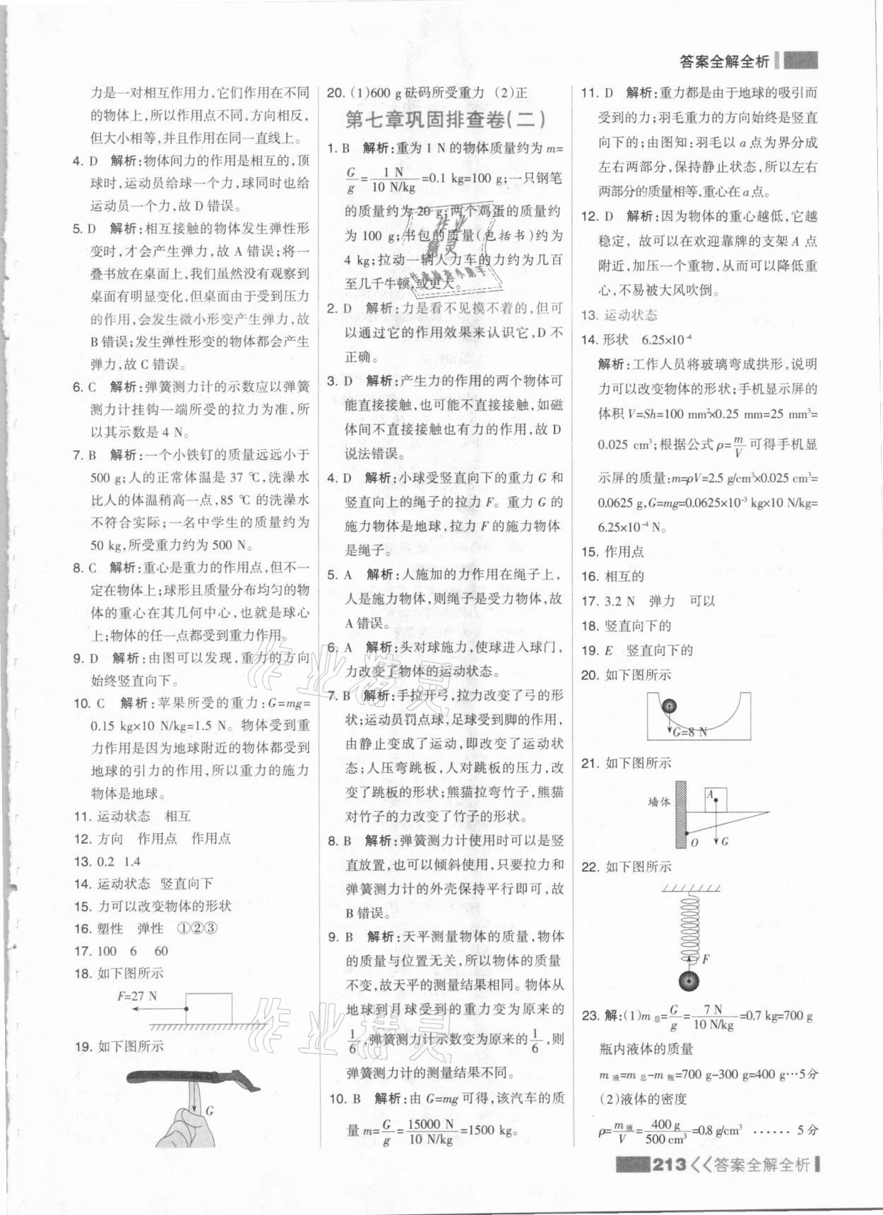 2021年考點(diǎn)集訓(xùn)與滿分備考八年級物理下冊人教版 參考答案第5頁