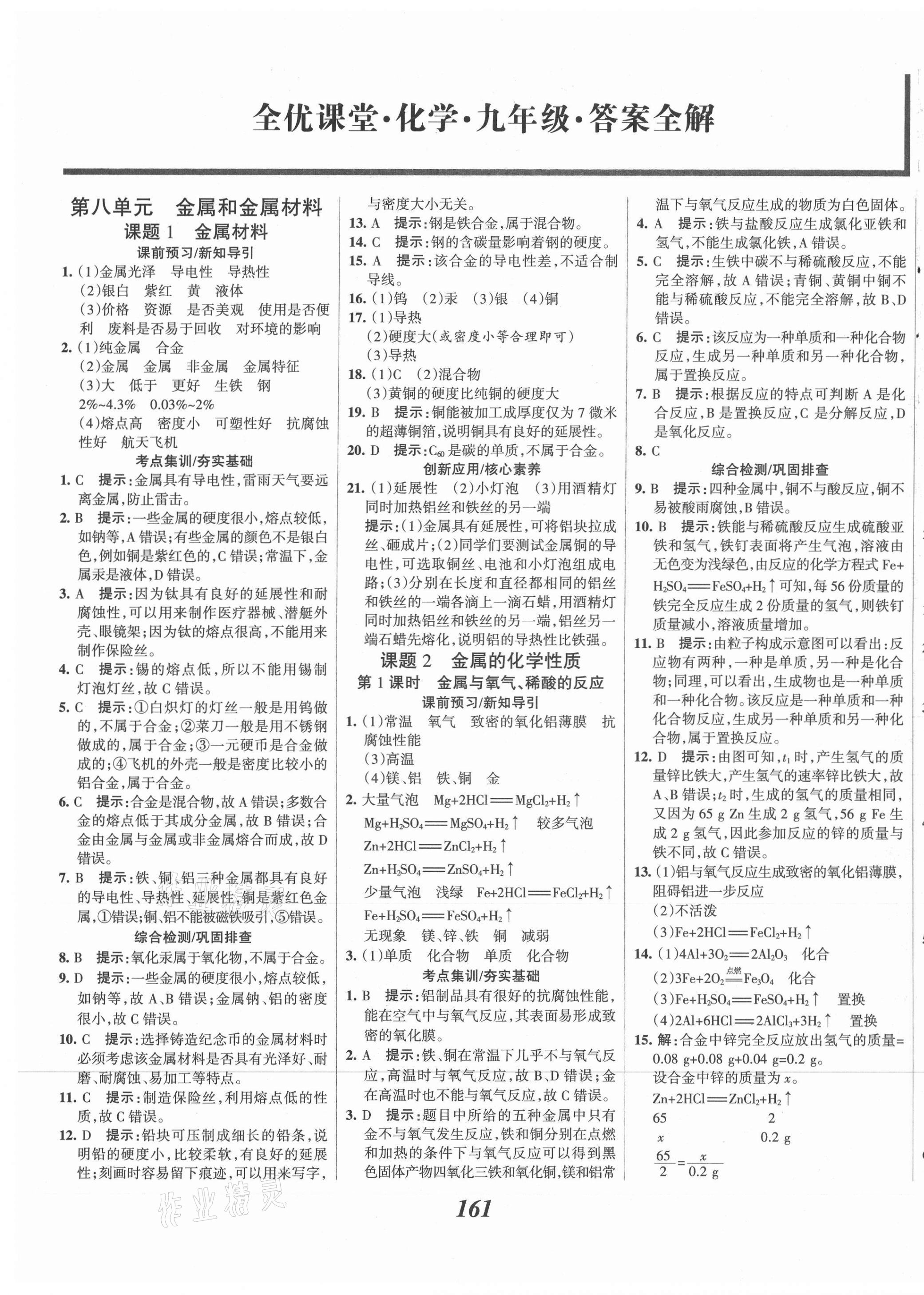 2021年全优课堂考点集训与满分备考九年级化学全一册下人教版 第1页