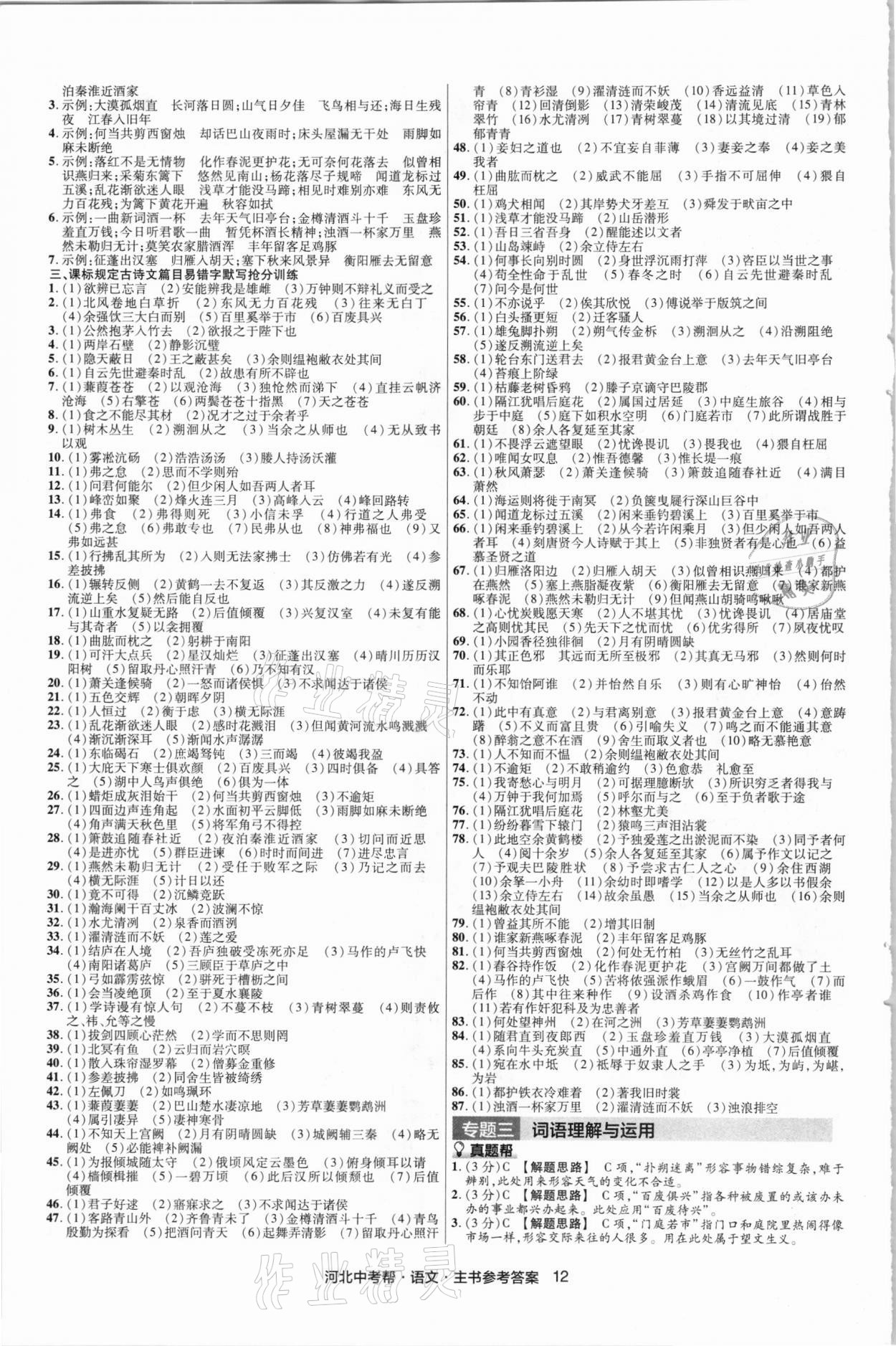 2021年河北中考幫語(yǔ)文 參考答案第12頁(yè)
