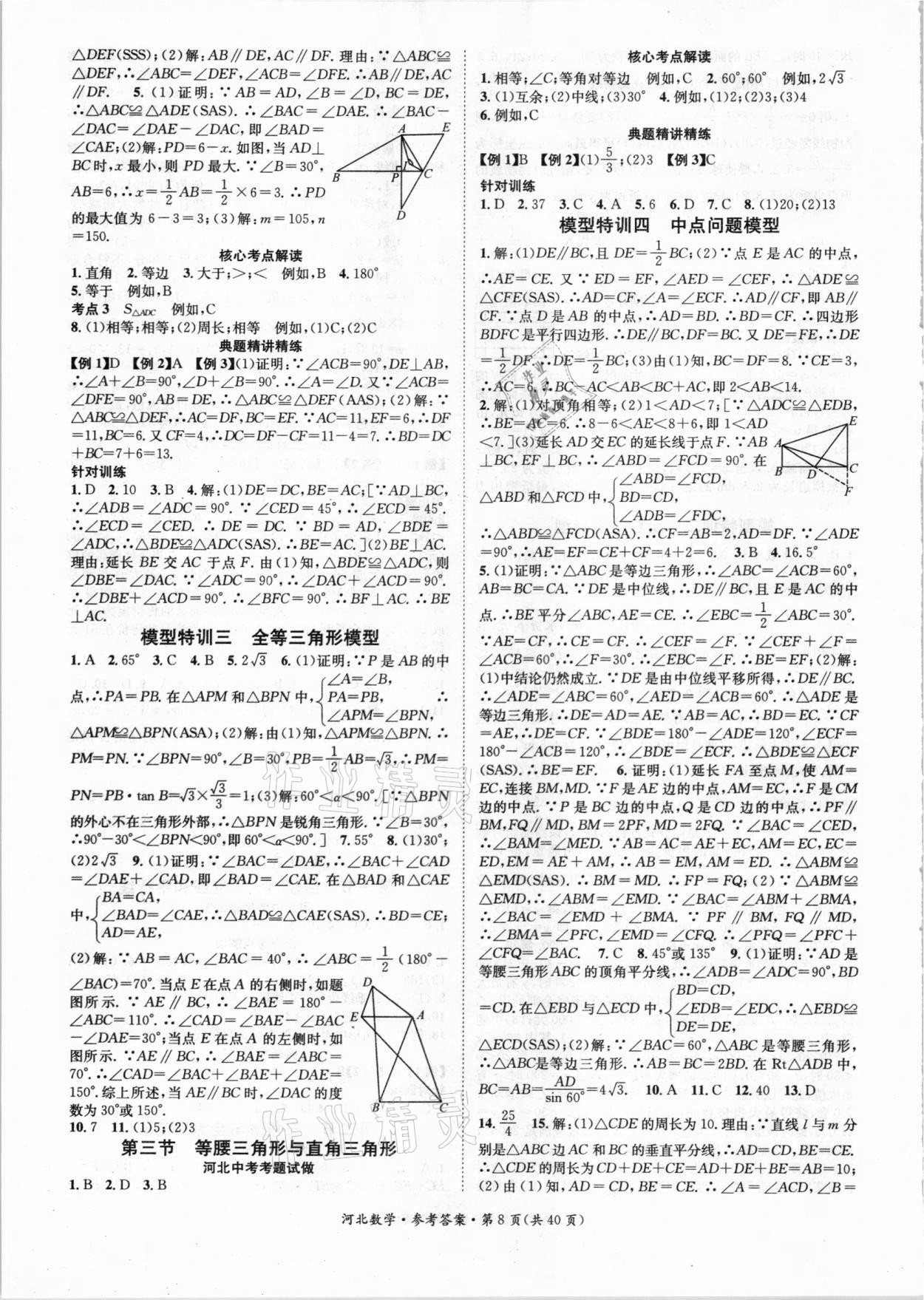 2021年鸿鹄志文化中考命题研究中考王数学河北专版 参考答案第8页