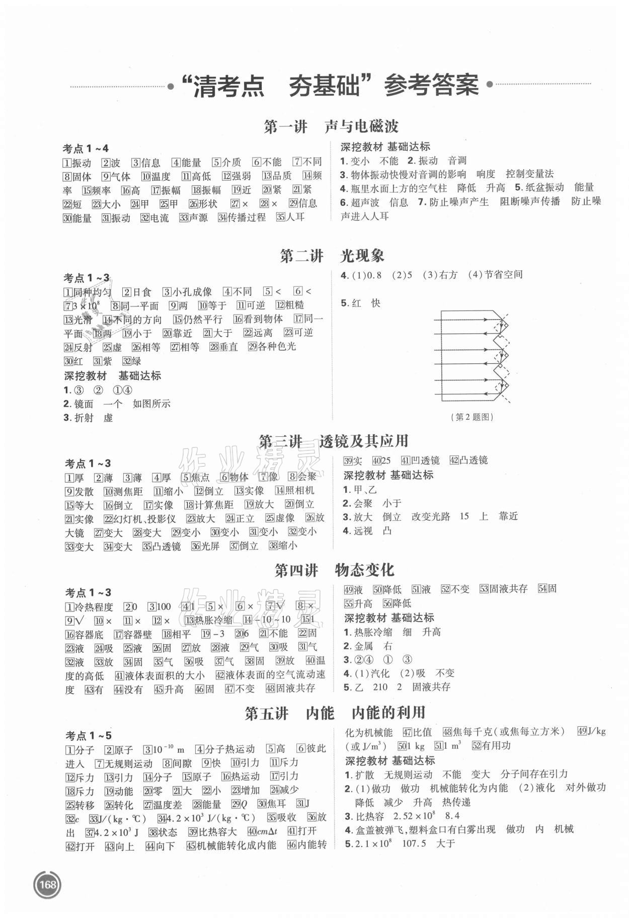 2021年中考劃重點物理河北專版 參考答案第1頁