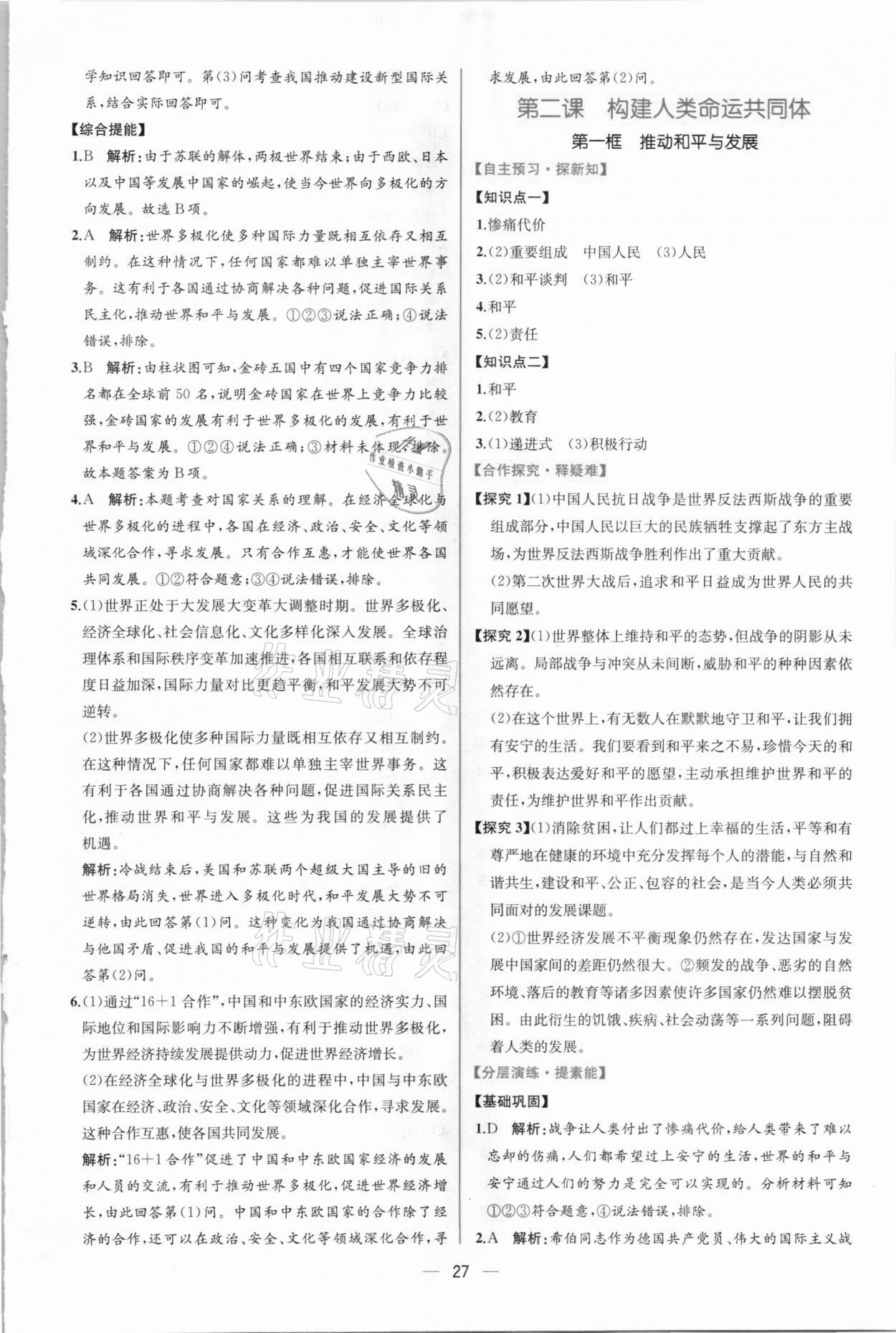 2021年同步學(xué)歷案課時(shí)練九年級(jí)道德與法治下冊人教版 第3頁