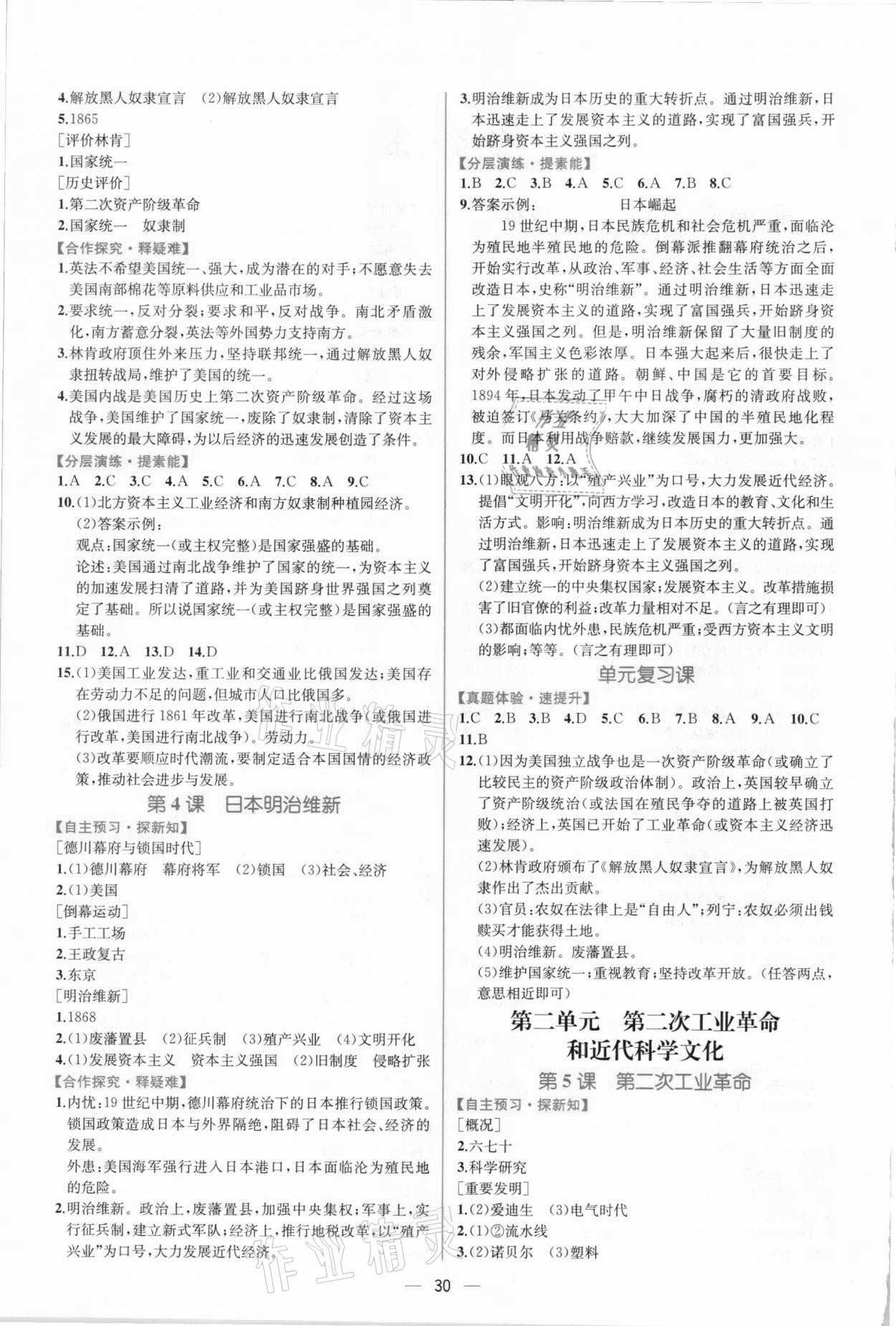 2021年同步学历案课时练九年级世界历史下册人教版 第2页