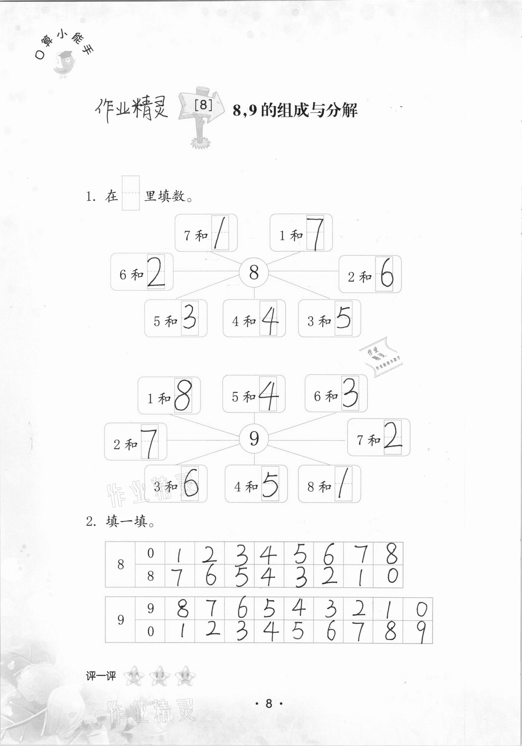 2020年口算小能手一年級數學上冊人教版 參考答案第8頁