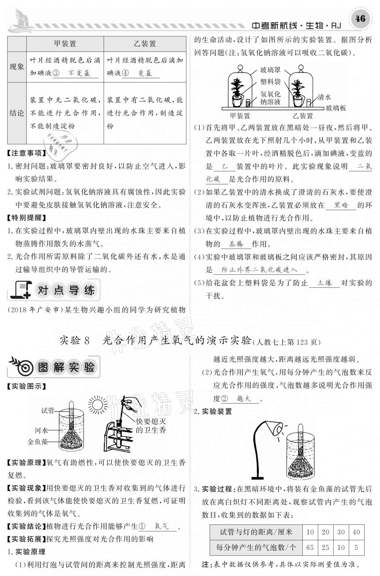 2021年中考新航线生物人教版 参考答案第46页