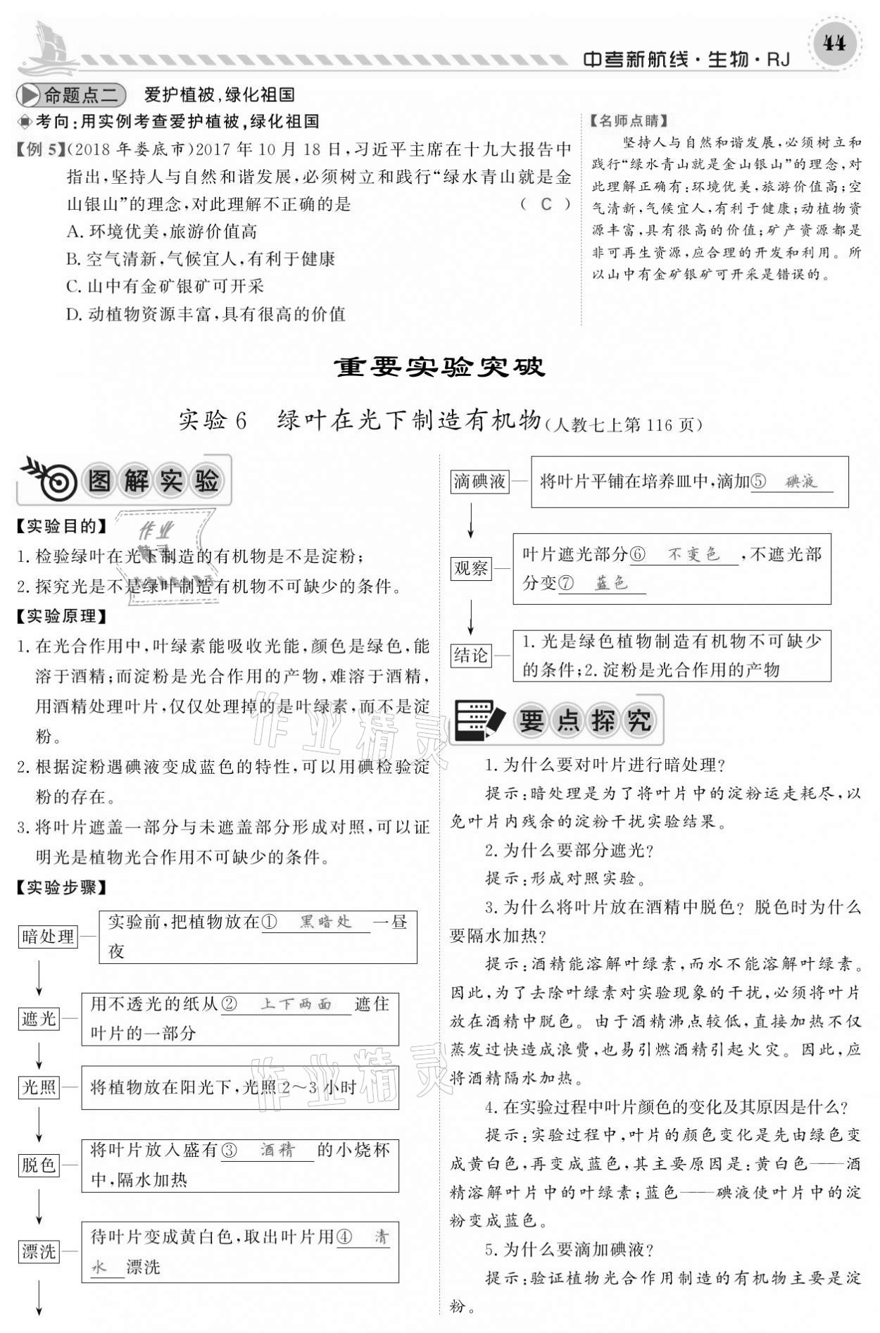 2021年中考新航线生物人教版 参考答案第44页