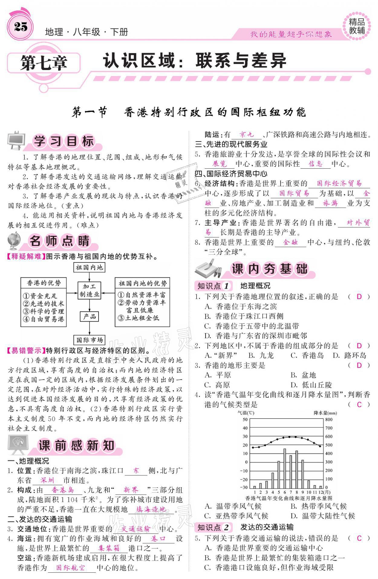 2021年名校課堂內(nèi)外八年級地理下冊湘教版 參考答案第25頁