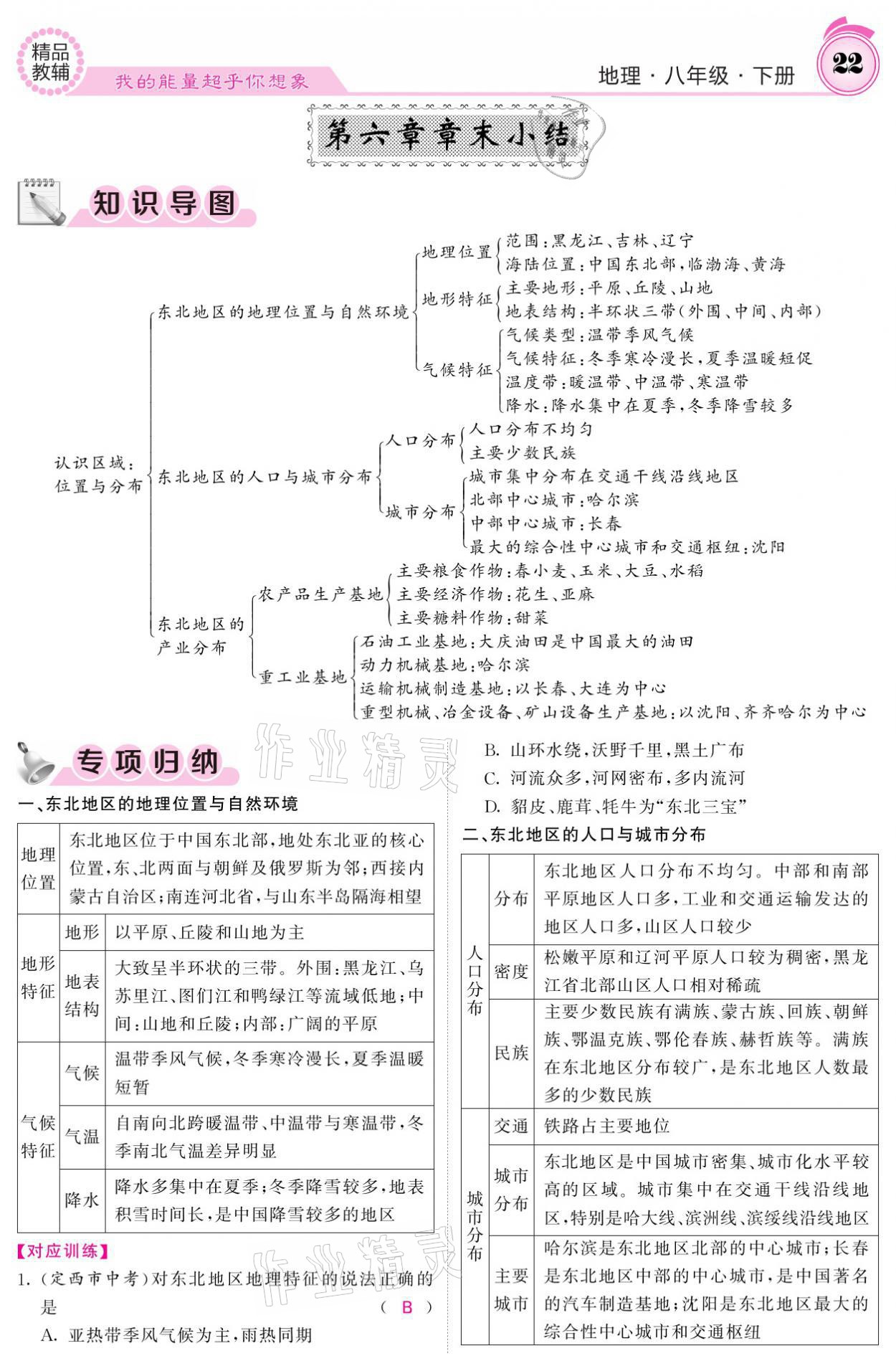 2021年名校课堂内外八年级地理下册湘教版 参考答案第22页