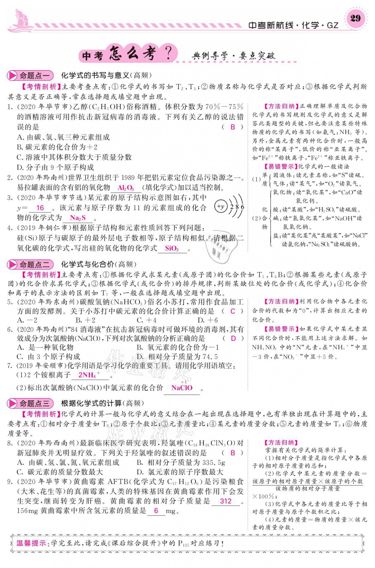 2021年中考新航線化學(xué)黔三州專版 參考答案第25頁