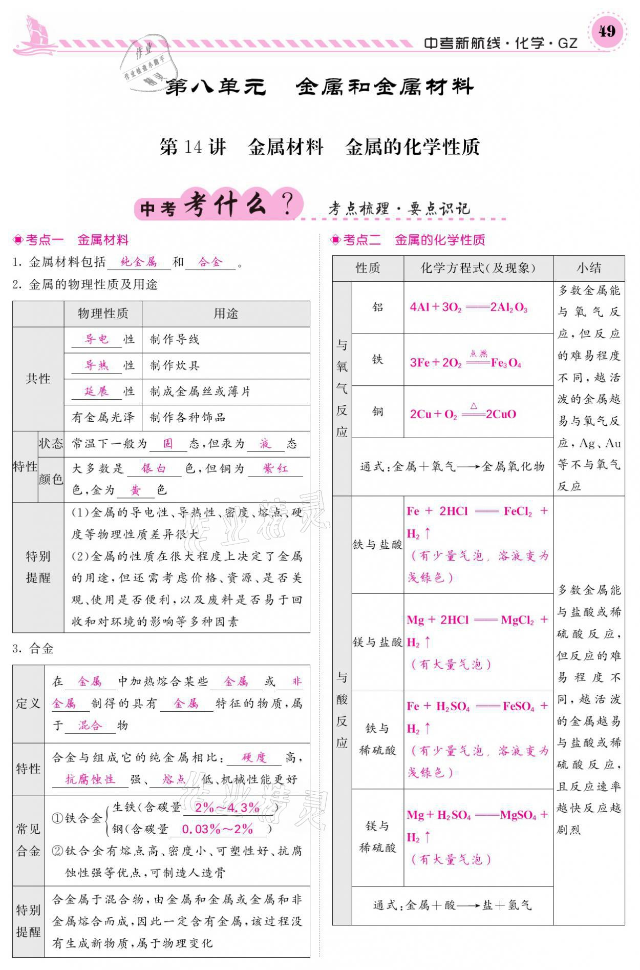 2021年中考新航線化學(xué)黔三州專版 參考答案第45頁