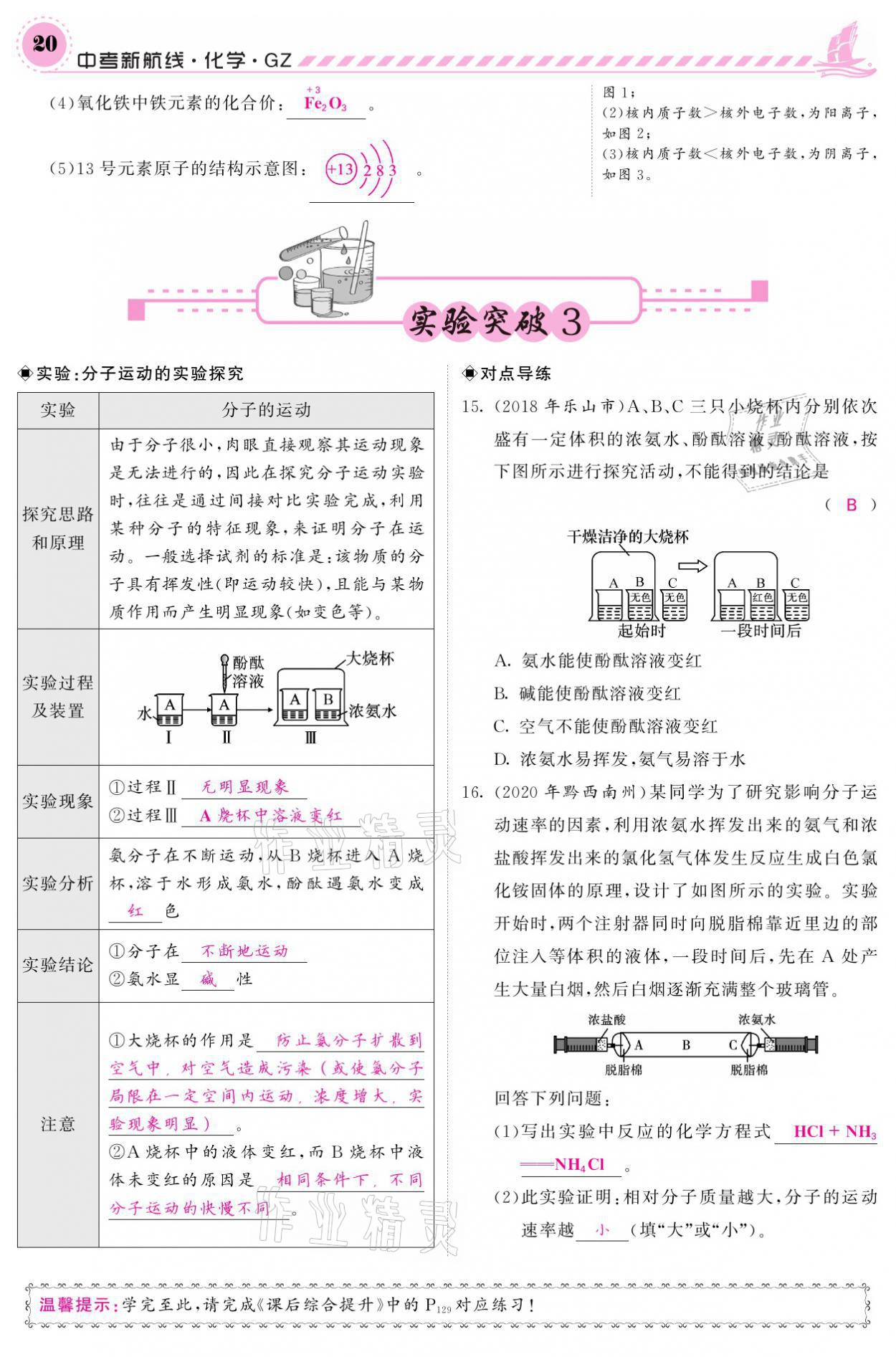 2021年中考新航線化學(xué)黔三州專版 參考答案第16頁