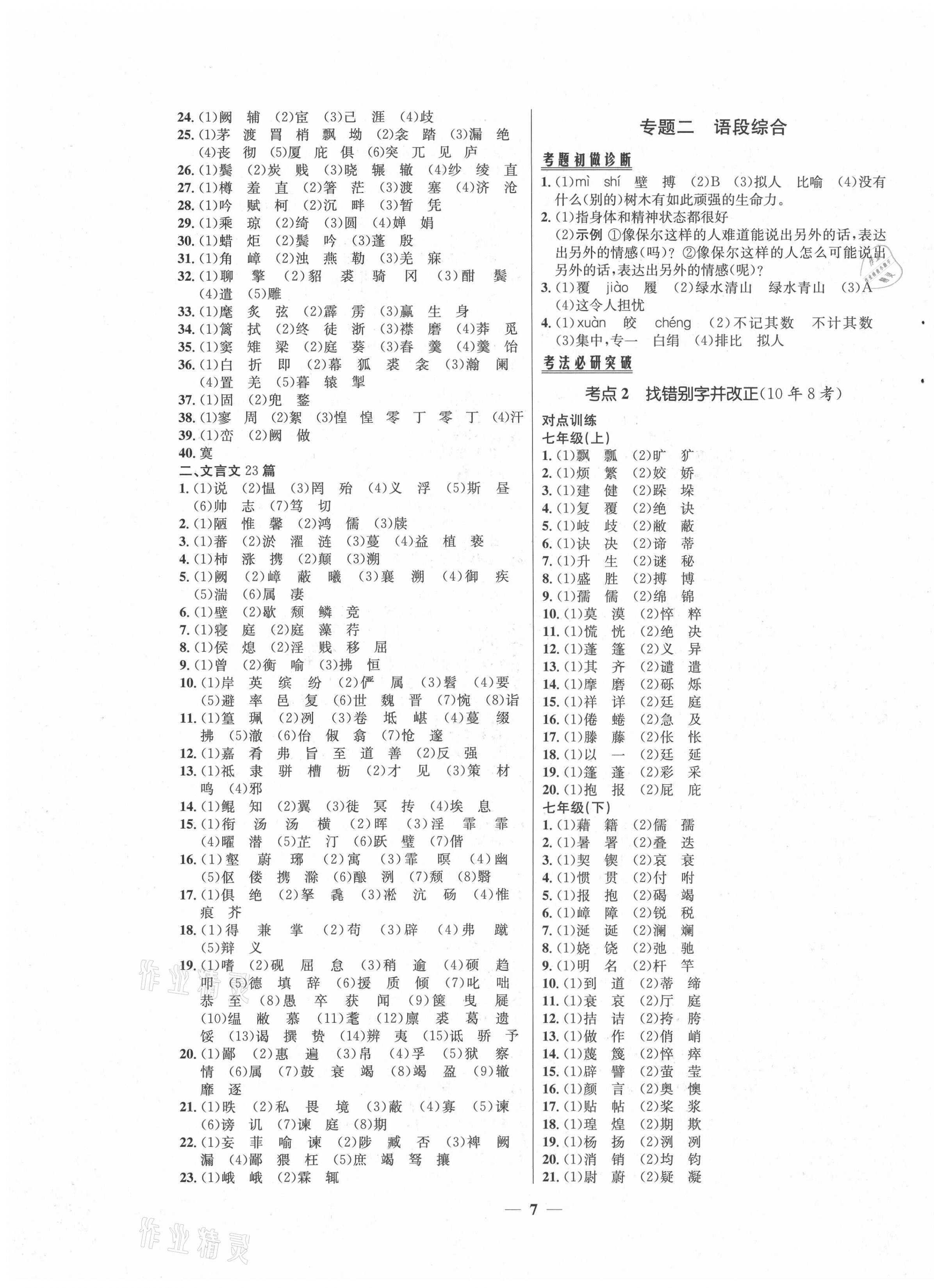 2021年初中毕业综合练习册语文 第3页