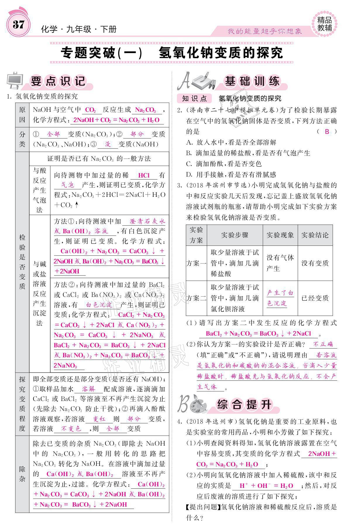 2021年名校課堂內(nèi)外九年級(jí)化學(xué)下冊(cè)魯教版 參考答案第35頁(yè)