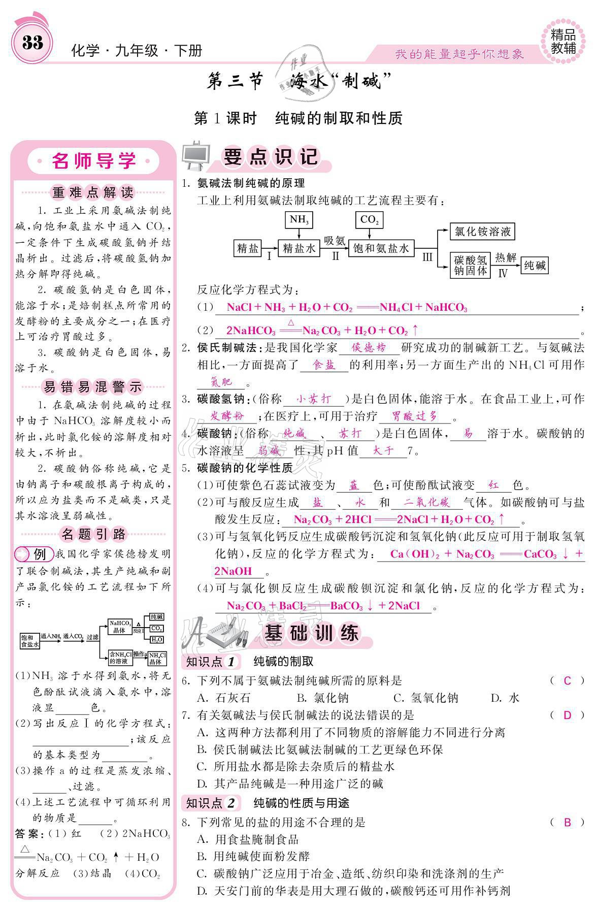 2021年名校課堂內(nèi)外九年級化學(xué)下冊魯教版 參考答案第31頁