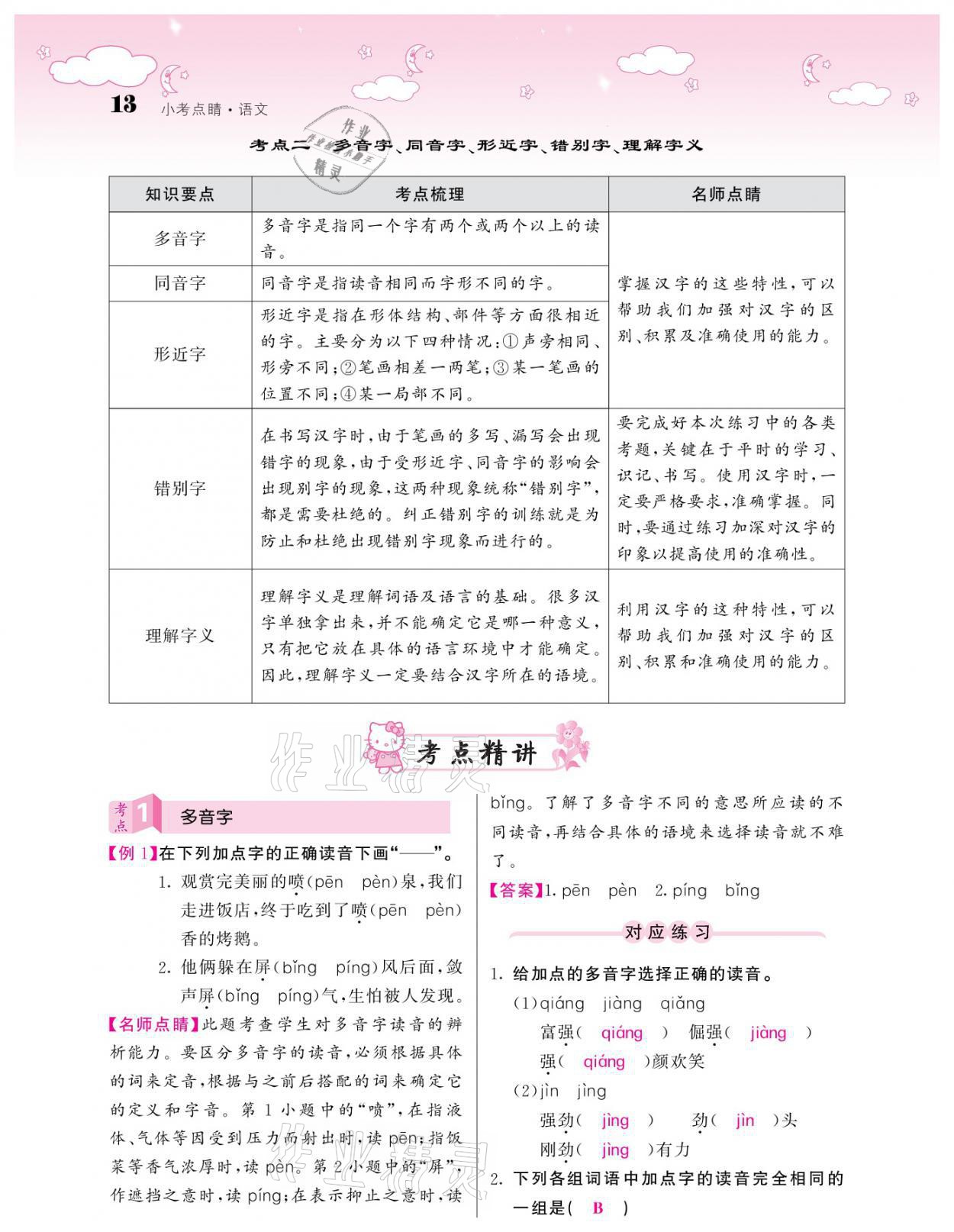 2021年小考點(diǎn)睛語(yǔ)文 參考答案第13頁(yè)