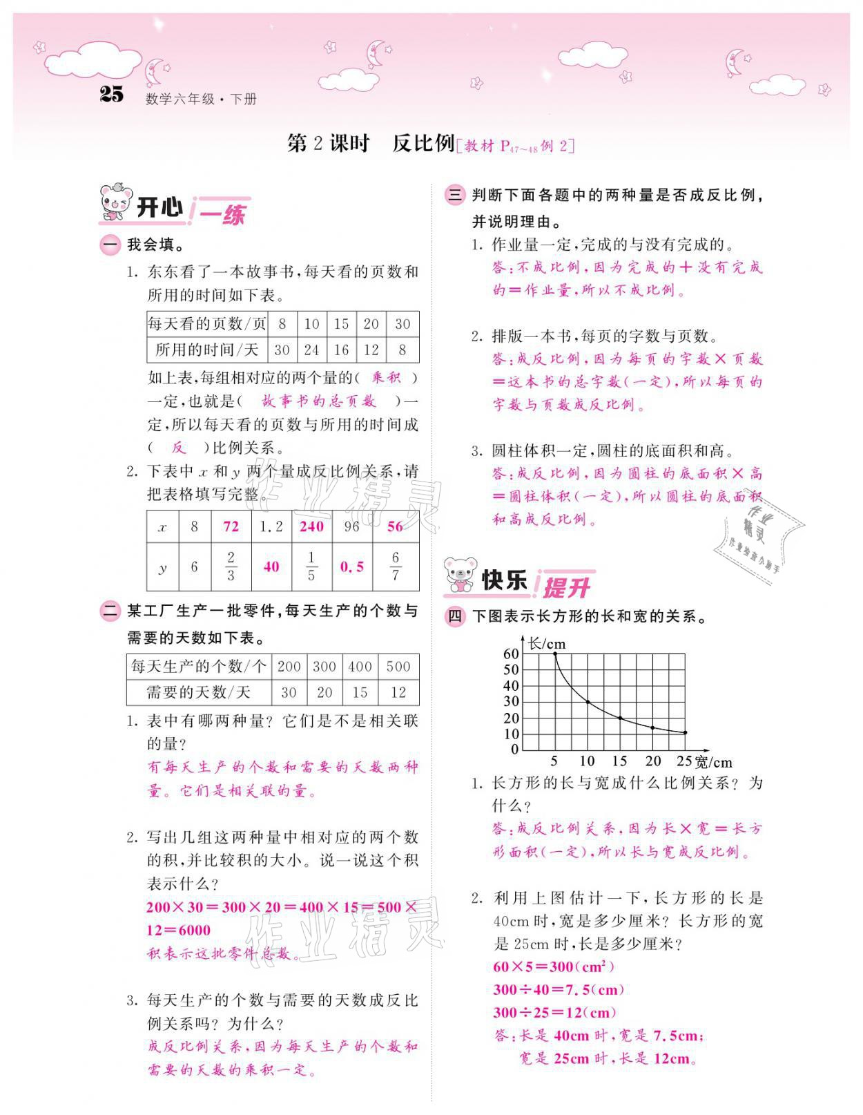 2021年课堂点睛六年级数学下册人教版 参考答案第25页