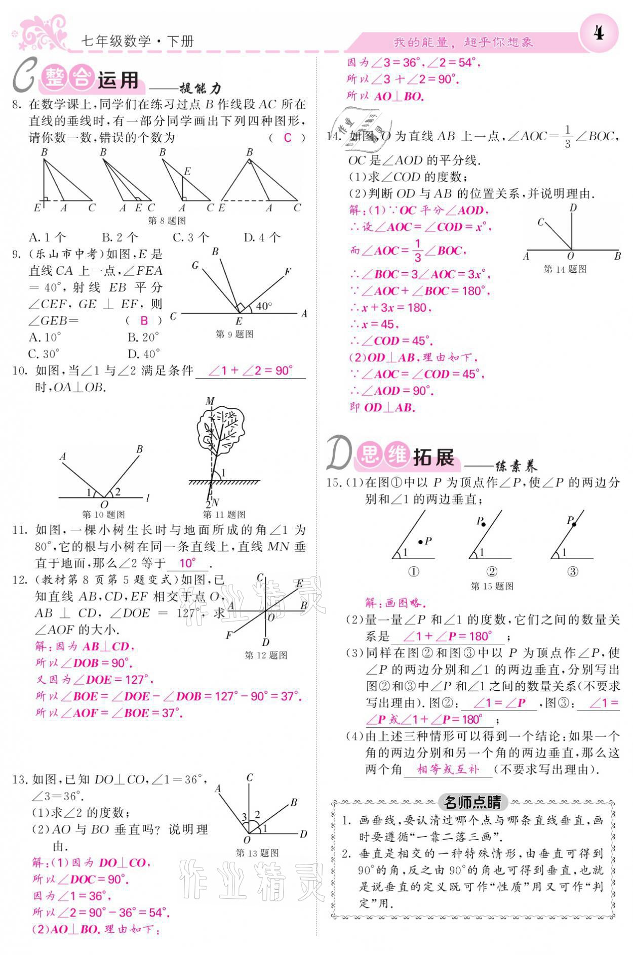 2021年課堂點(diǎn)睛七年級(jí)數(shù)學(xué)下冊(cè)人教版 參考答案第4頁(yè)