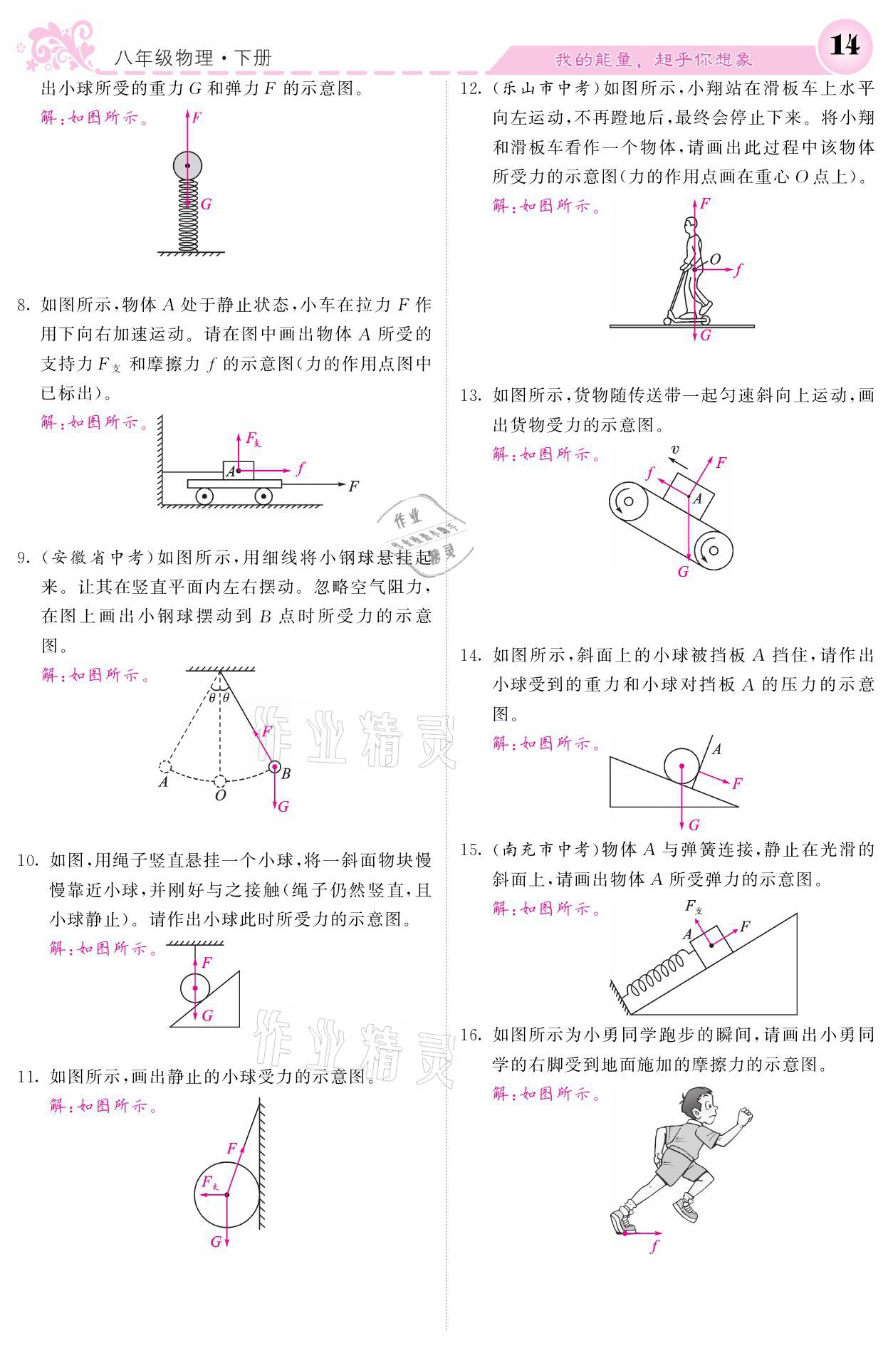 2021年課堂點睛八年級物理下冊教科版 參考答案第14頁