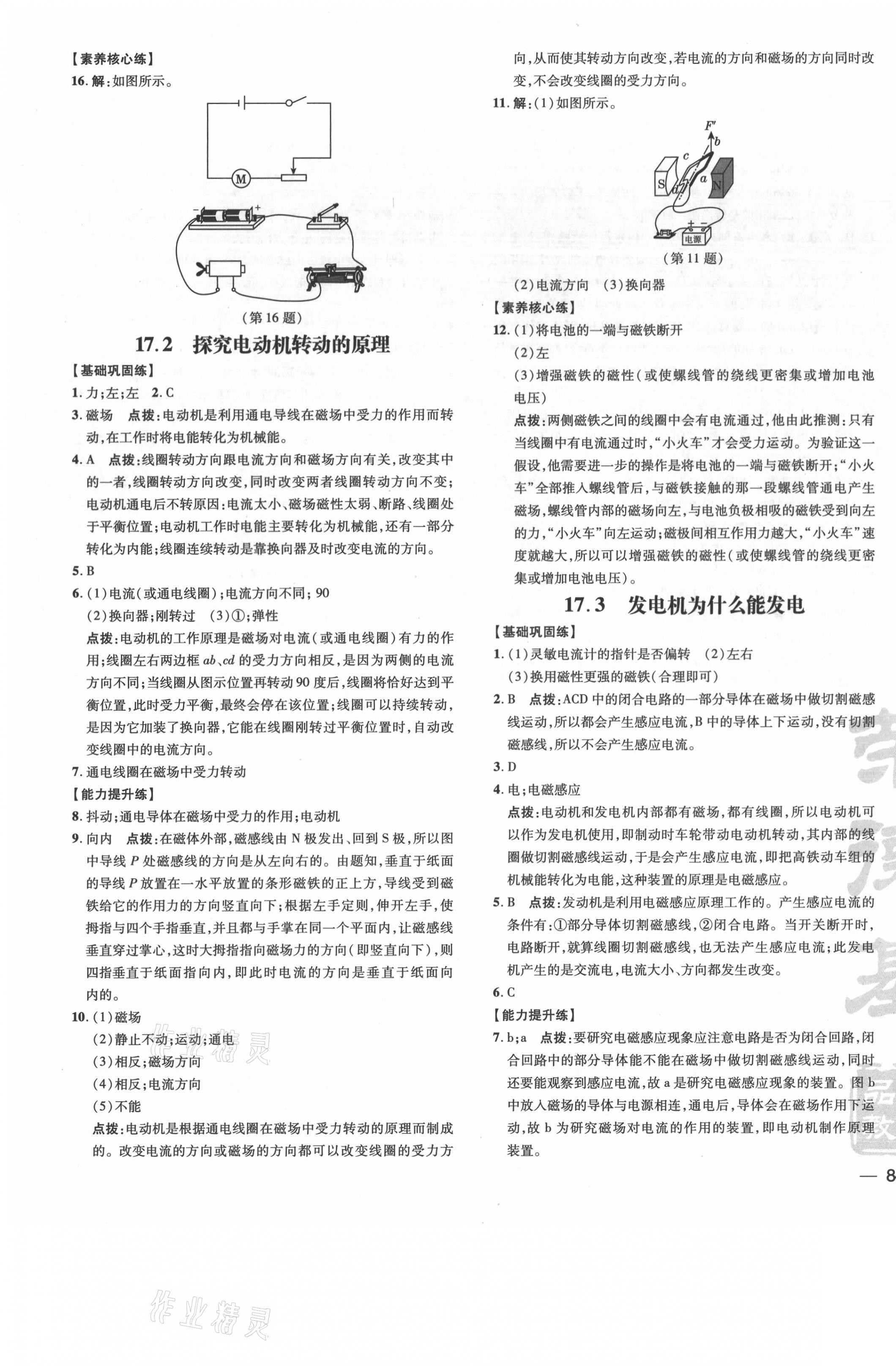 2021年點撥訓(xùn)練九年級物理下冊滬粵版安徽專版 參考答案第7頁