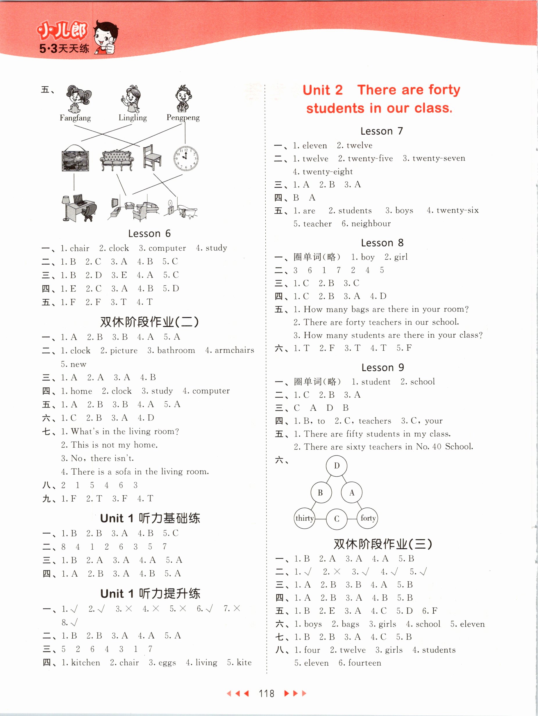 2021年53天天練四年級英語下冊人教精通版 參考答案第2頁