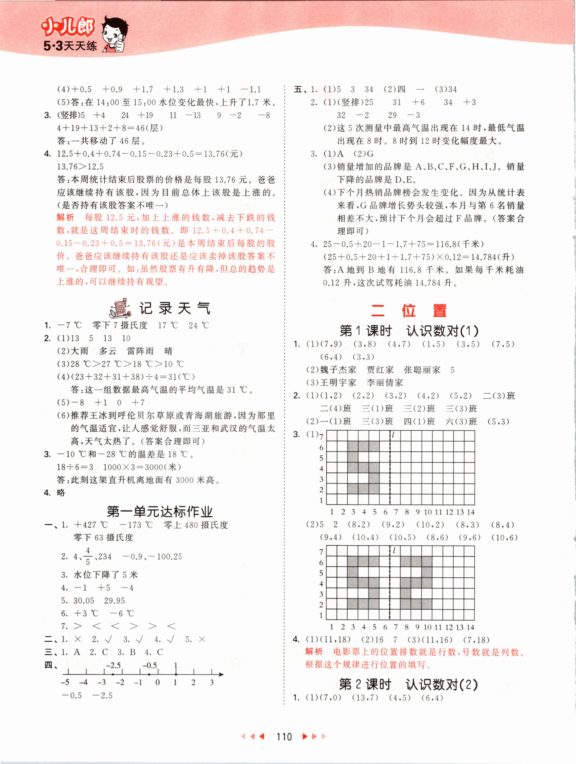 2021年53天天练六年级数学下册冀教版 参考答案第2页