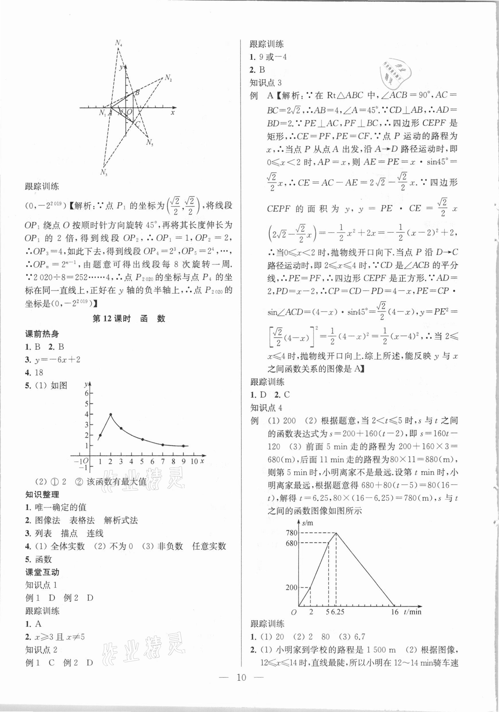 2021年金钥匙1加1中考总复习数学国标江苏版 参考答案第10页