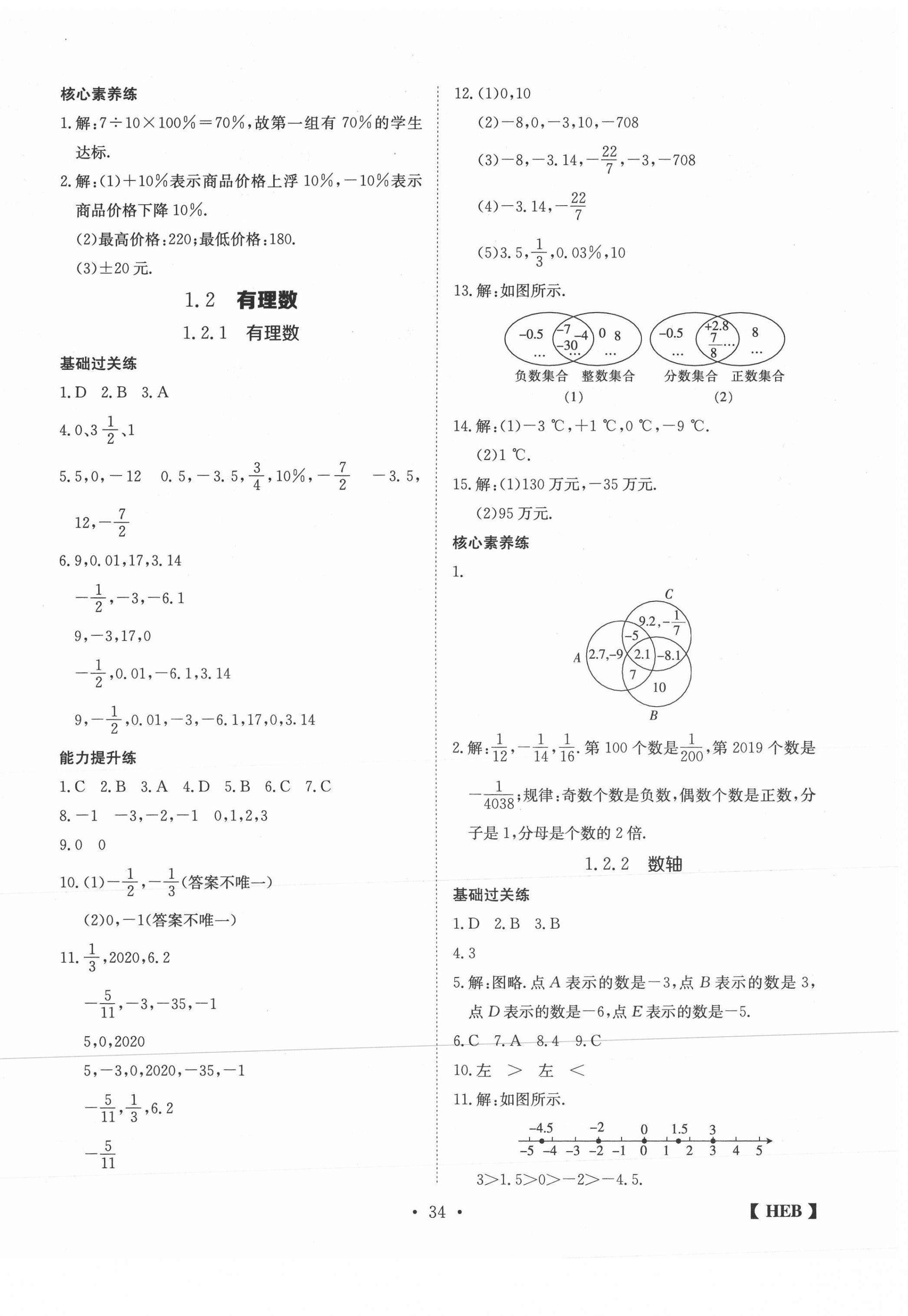 2020年同步課時練日清周練七年級數學上冊人教版 第2頁