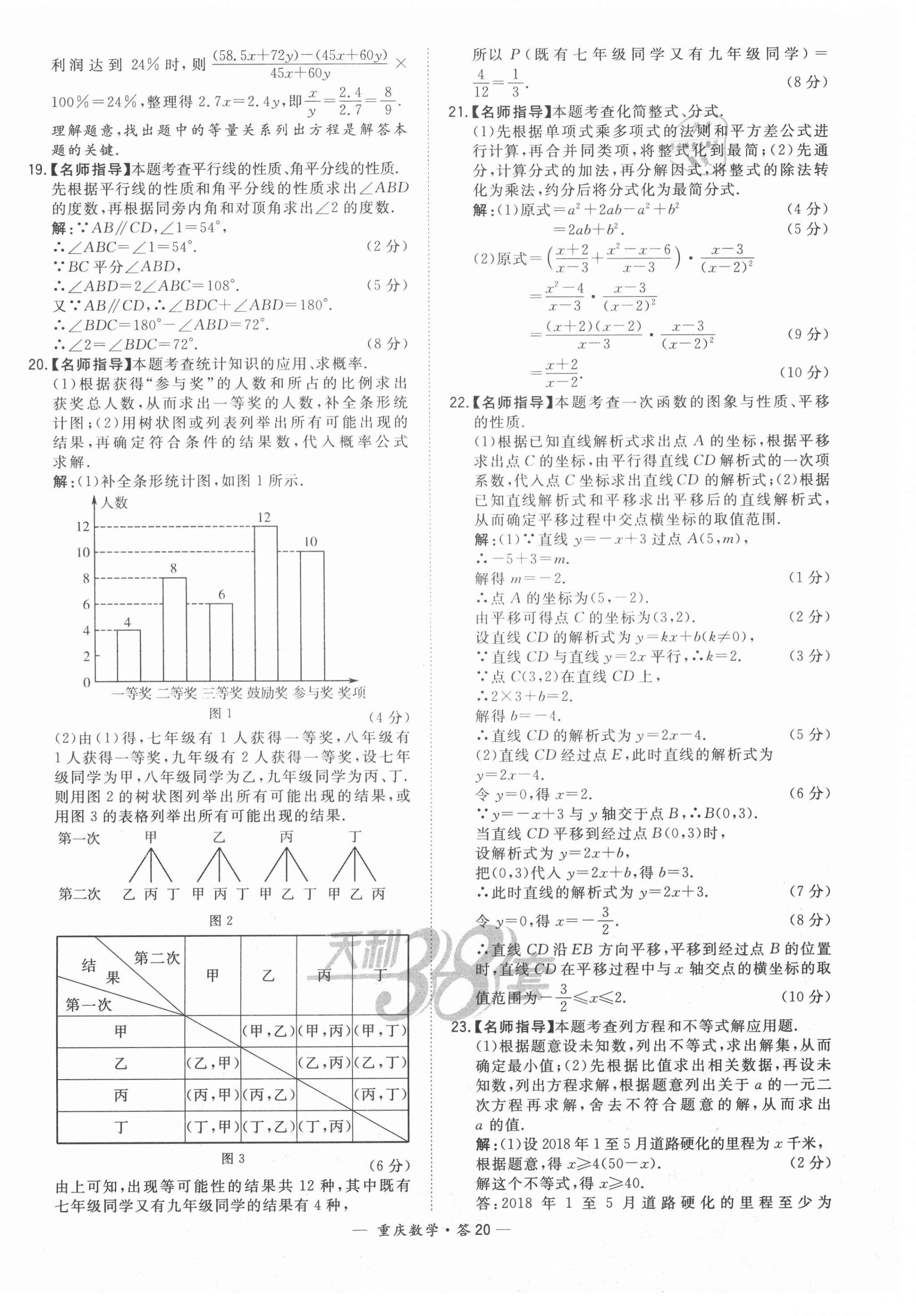 2021年天利38套中考试题精选数学重庆专版 参考答案第20页