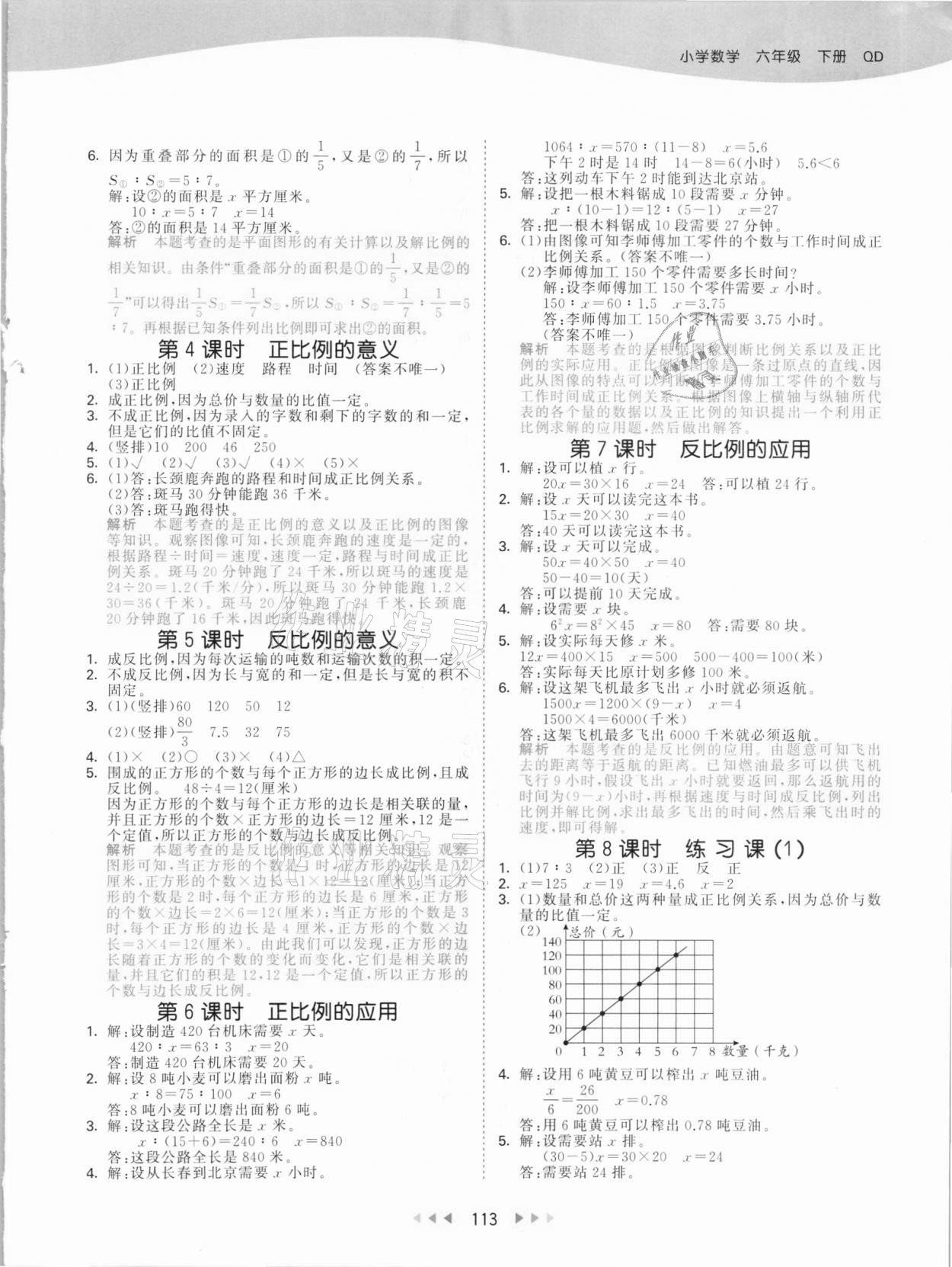 2021年53天天練六年級(jí)數(shù)學(xué)下冊青島版 參考答案第5頁